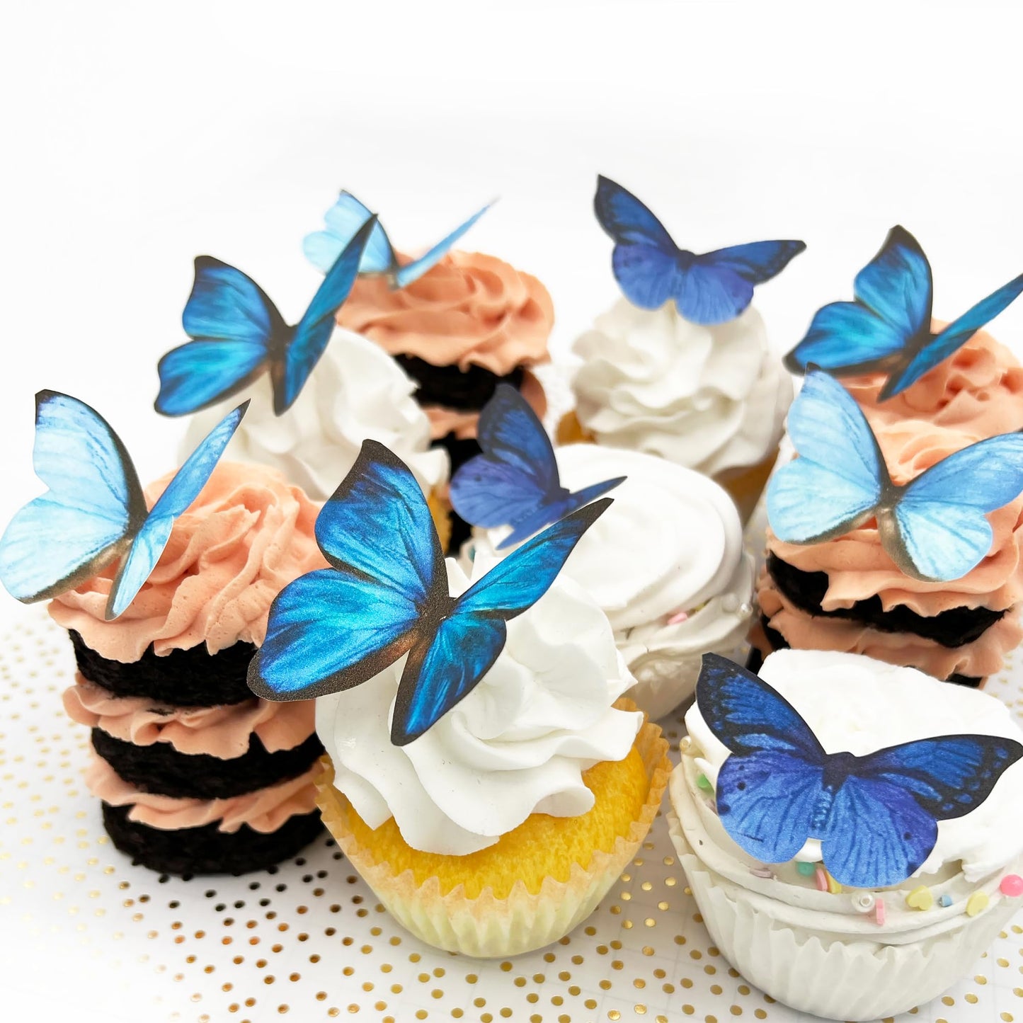 Sugar Robot Edible Butterflies - Large Cake Toppers, 3 inches, Blue, Premium Crafted, Made in the USA
