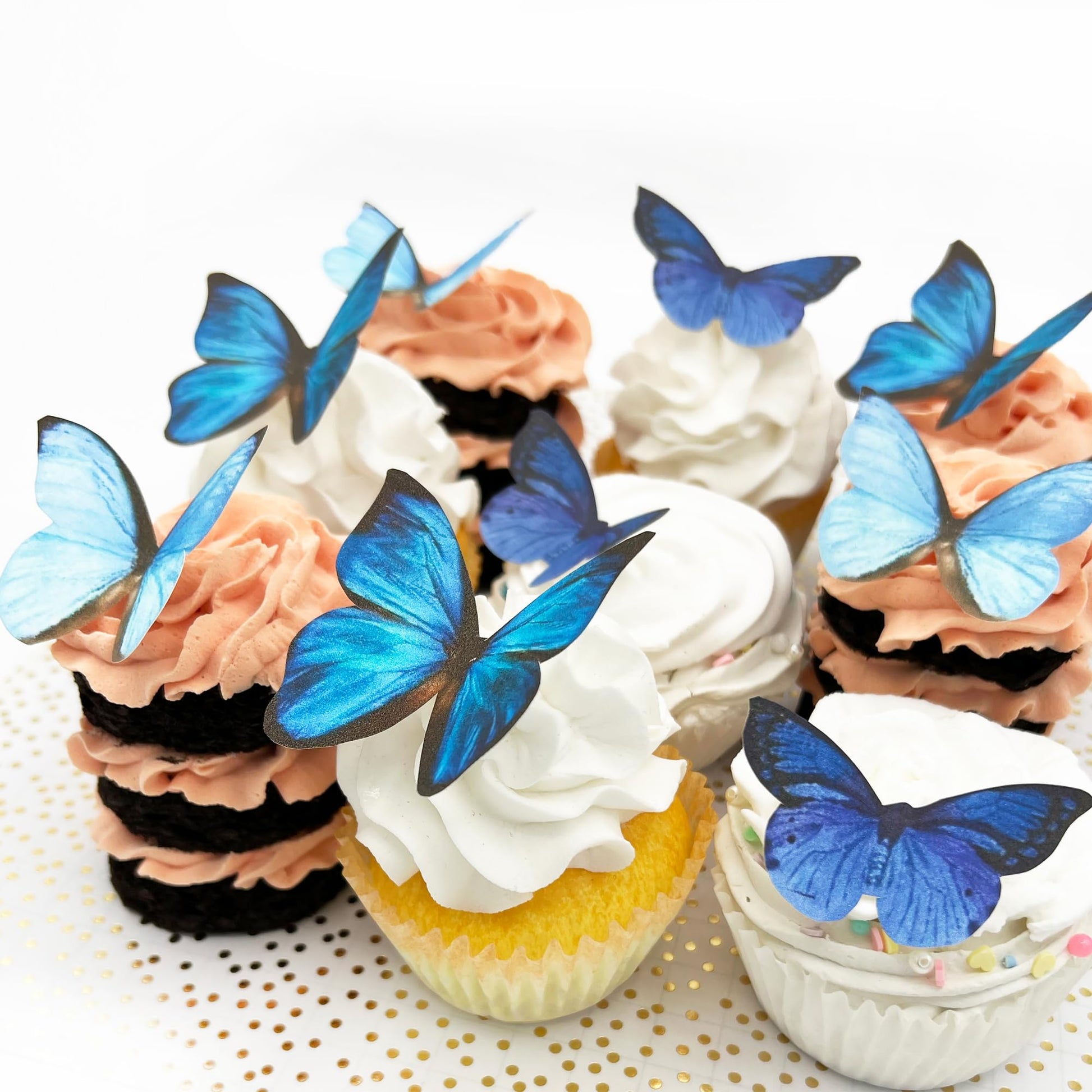 Sugar Robot Edible Butterflies - Large Cake Toppers, 3 inches, Blue, Premium Crafted, Made in the USA