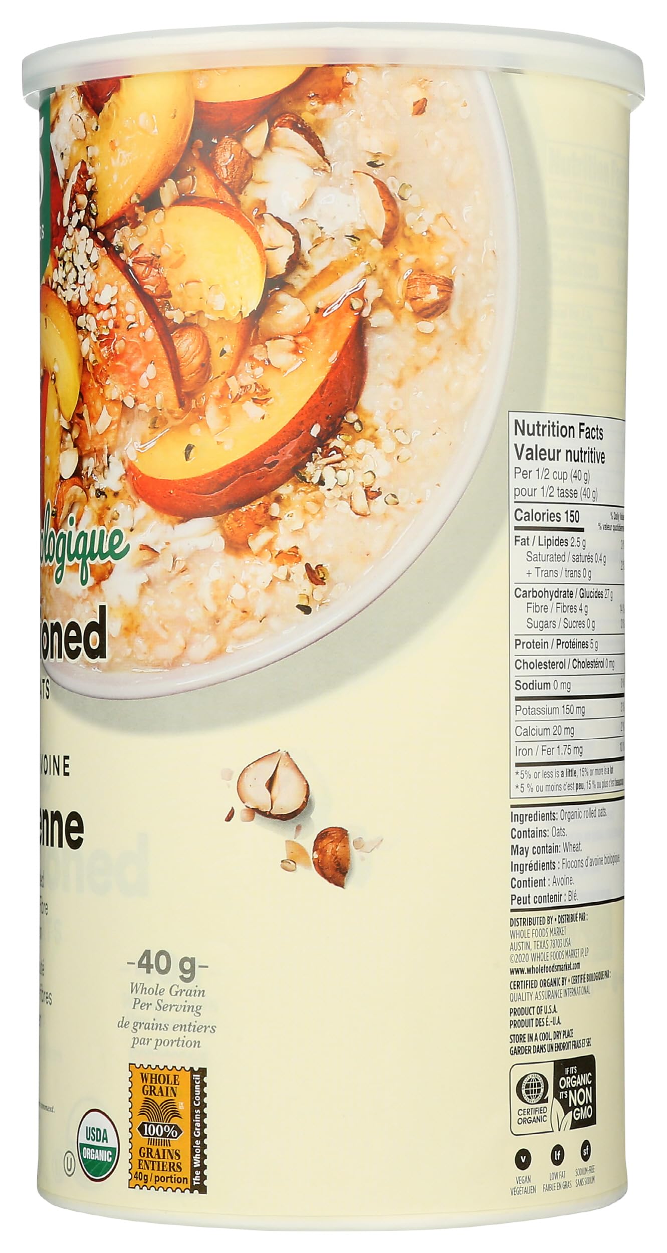 365 By Whole Foods Market, Organic Old-Fashioned Rolled Oats, 42 Ounce