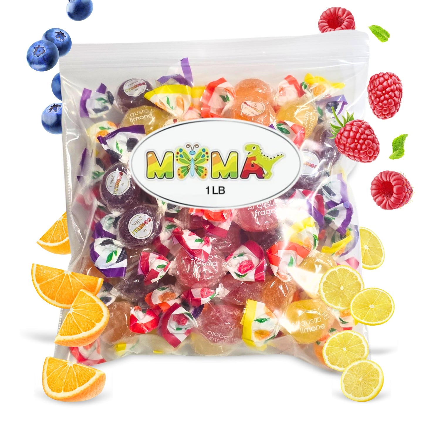 MIMA MIMA B0nelle Italian Rotonda Fruit Jelly Candy - Assorted Individually Wrapped - 1 lb for Gifting & Sharing