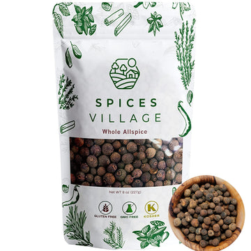 Spices Village Allspice Berries Whole, Natural Cooking Spice, 8 oz, Gluten Free, Non GMO, KETO Friendly, Resealable Bulk Bag