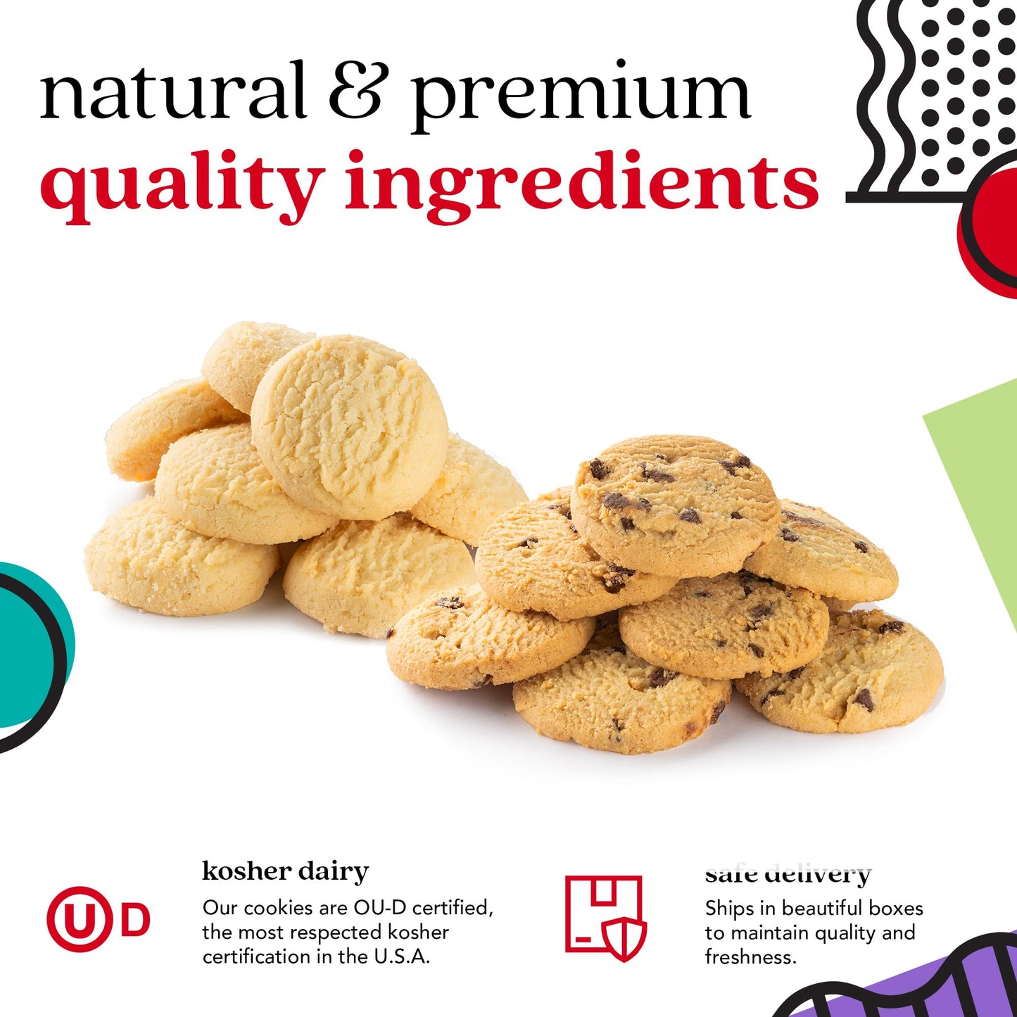 Davids Cookies Happy Holiday Assorted Cookies Bucket Sampler - 1.3Lbs Assorted Gourmet Cookies with Chocolate Chip Brownies and