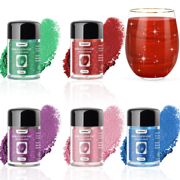 5 Colors Edible Glitter Set  Edible Glitter for Drinks  Luster Dust Shimmer Powder for Christmas Baking  Cakes  Cocktails  Beverages  Strawberries  Cookies  Candies  Fondant (5g/Bottle)