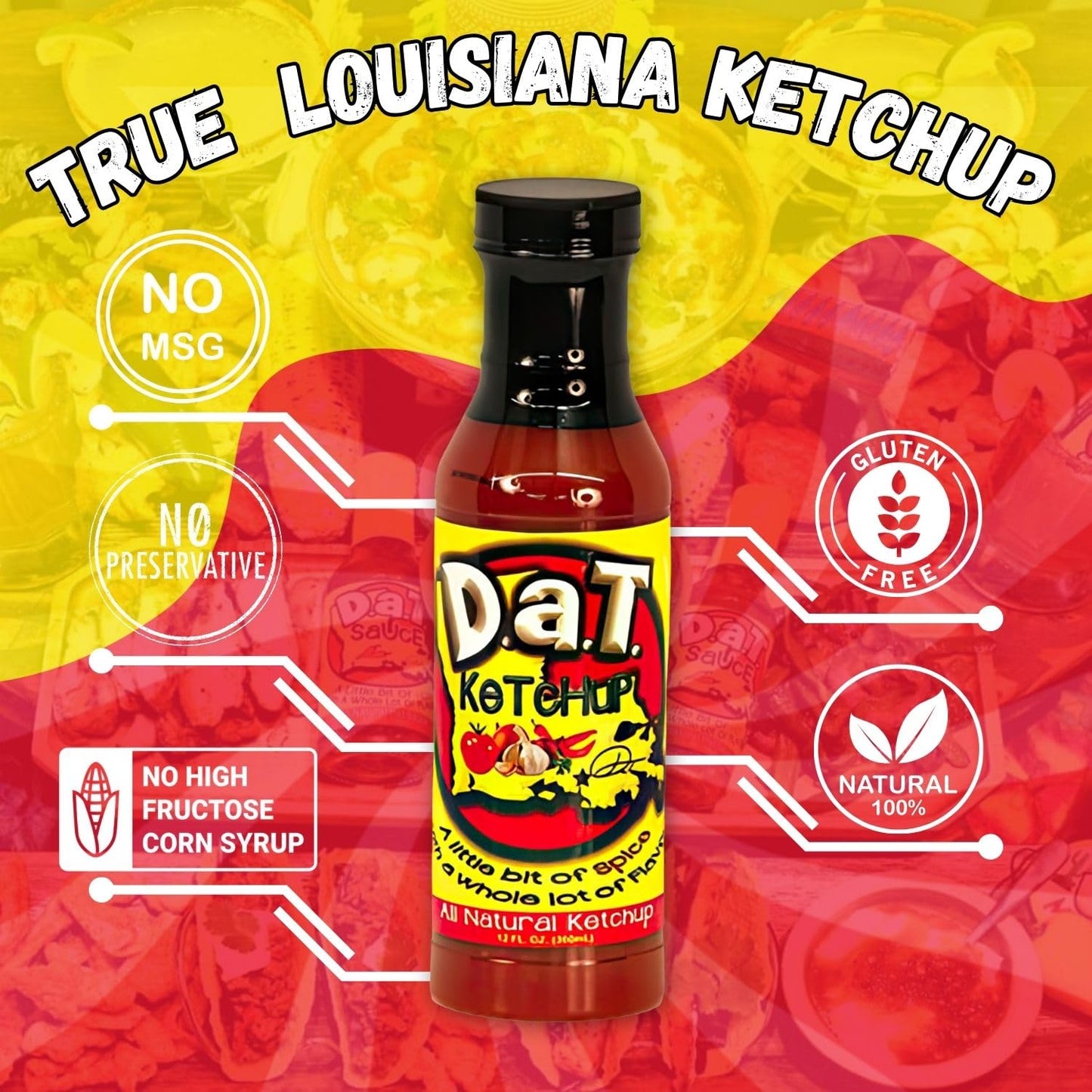 D.A.T. Ketchup, Gluten Free, No Msg, No Preservatives, All Natural, No High Fructose Corn Syrup, 12 Oz (1 Pack)
