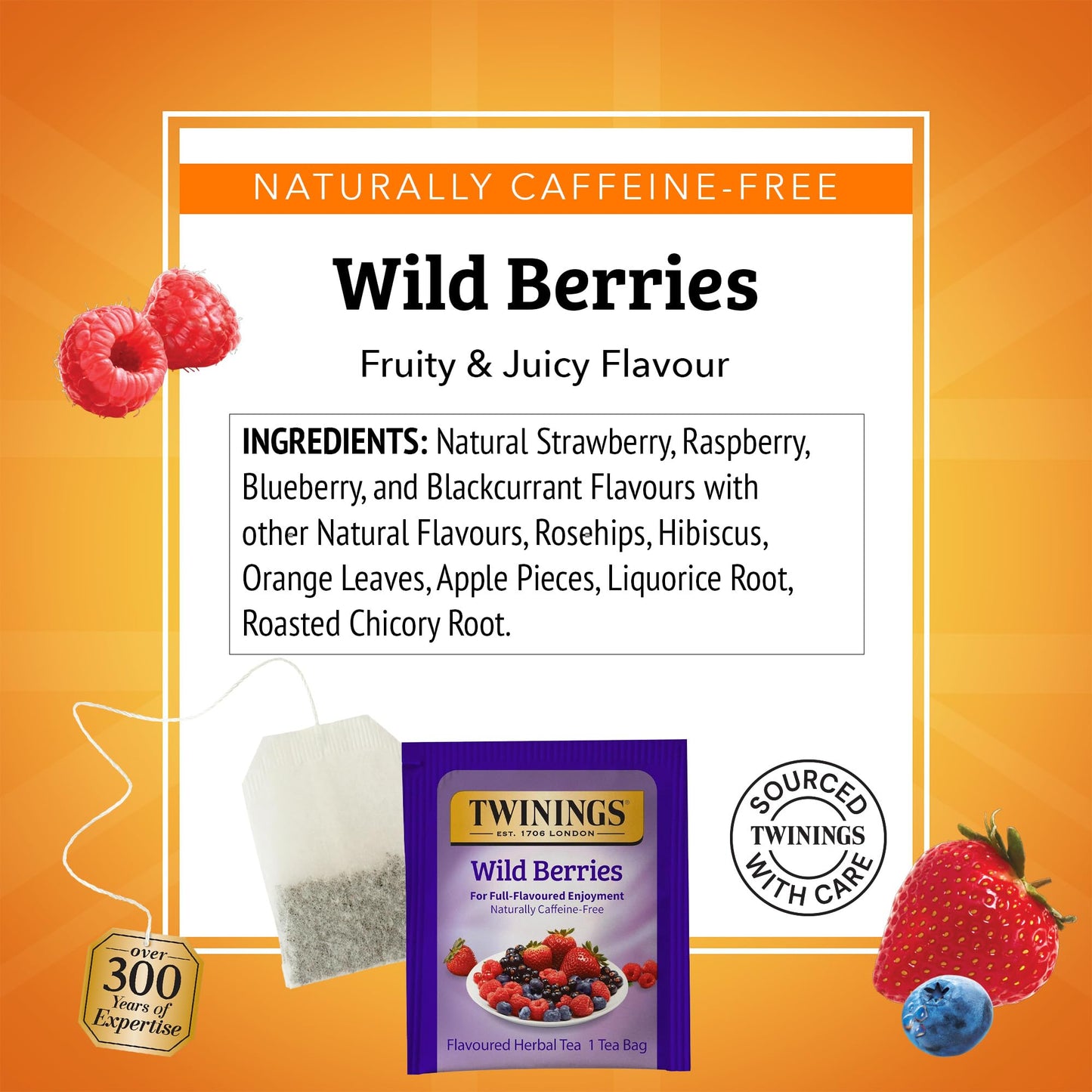 Twinings Wild Berries Herbal Tea Bags, Caffeine-Free, 20 Count (Pack of 6), Enjoy Hot or Iced, Model 539947-08464