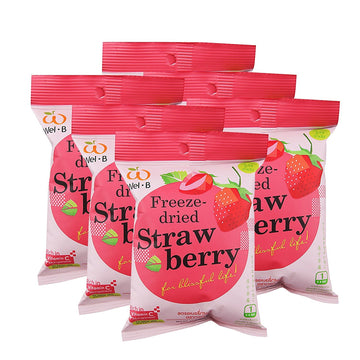 Wel-B Freeze-dried Strawberry, Freeze-dried Fruit Snack Unsweetened and 0% Fat, Real Healthy Snack 15g. (Pack6)