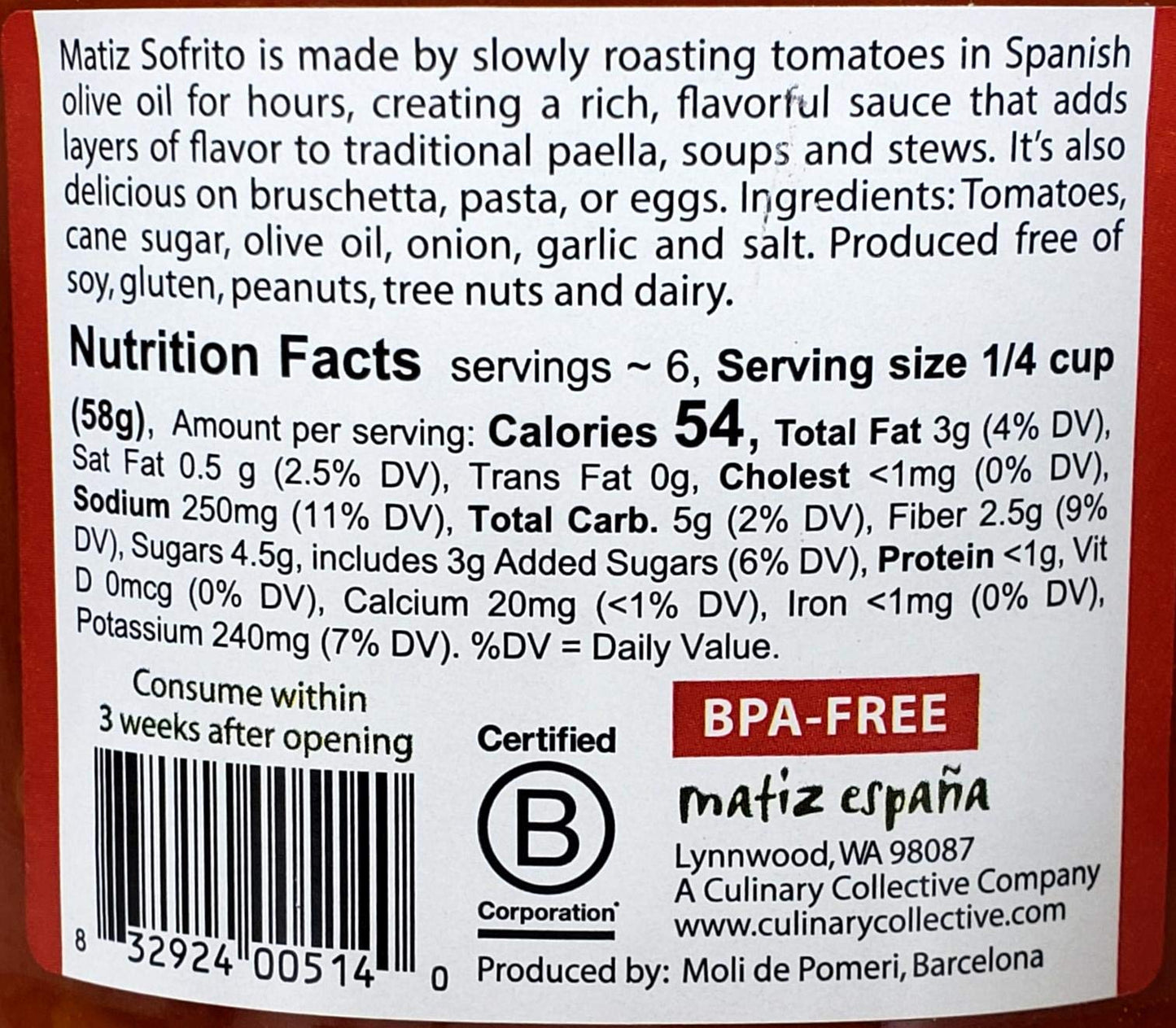 Matiz Sofrito, Traditional Valenciano Paella Base, Family Recipe, 12.3 Ounce