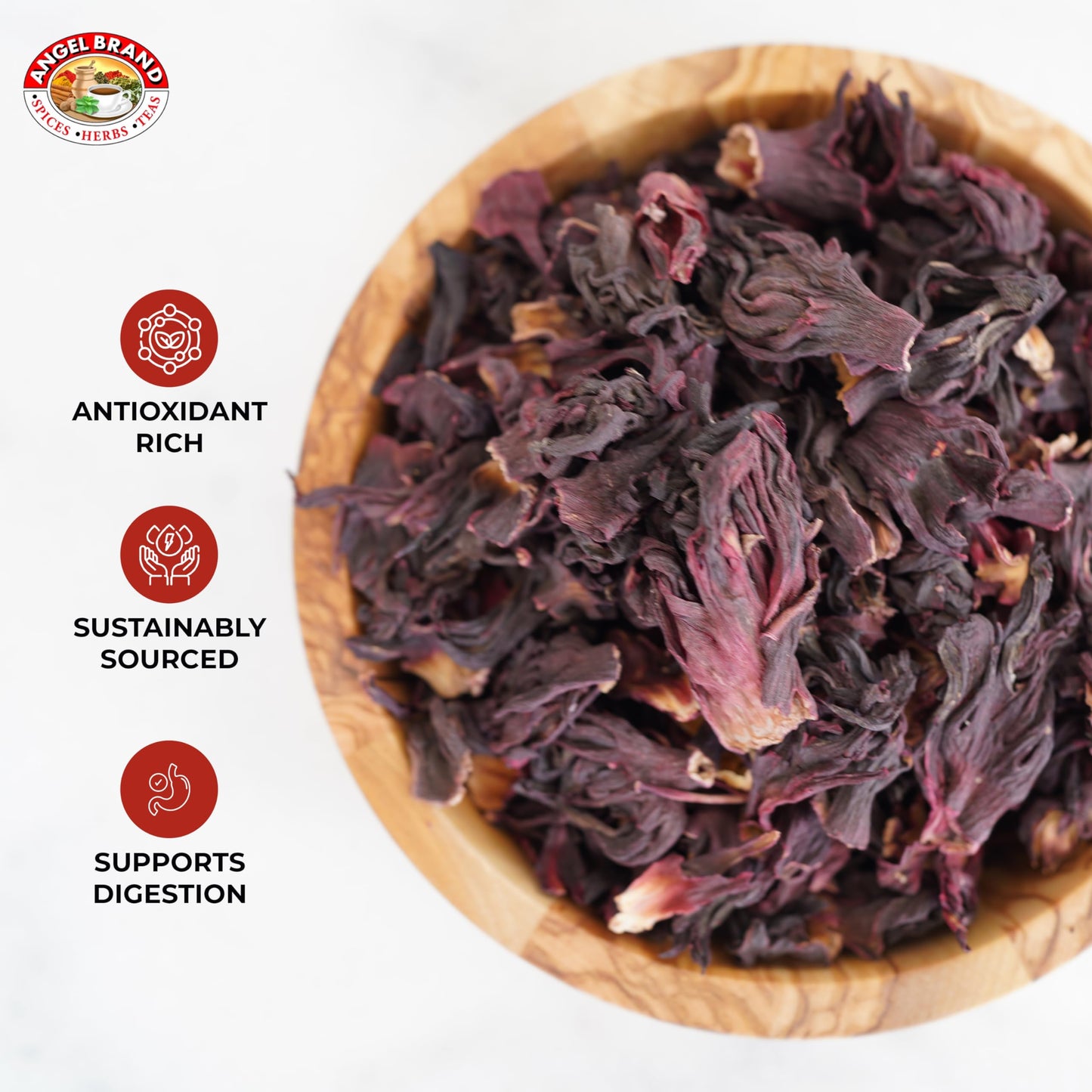 Angel Brand Dried Sorrel Hibiscus Flowers - 1.5 lbs Pouch for Refreshing Hibiscus Tea and Nutritious Beverages