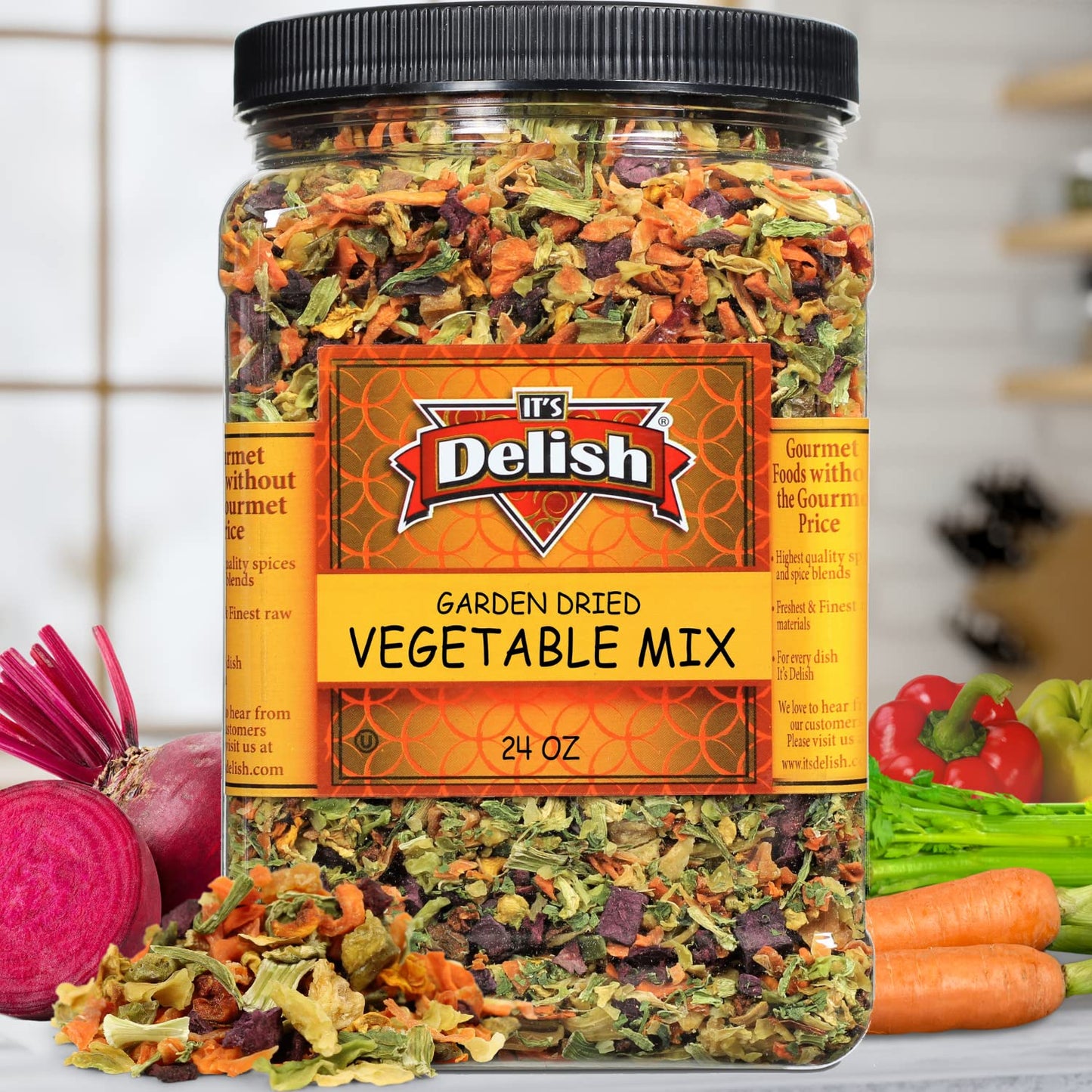 Garden Vegetable Soup Mix By Its Delish, 24 Oz Jumbo Container | Natural Dehydrated Vegetables For Ramen Noodles, Soup Greens Wi