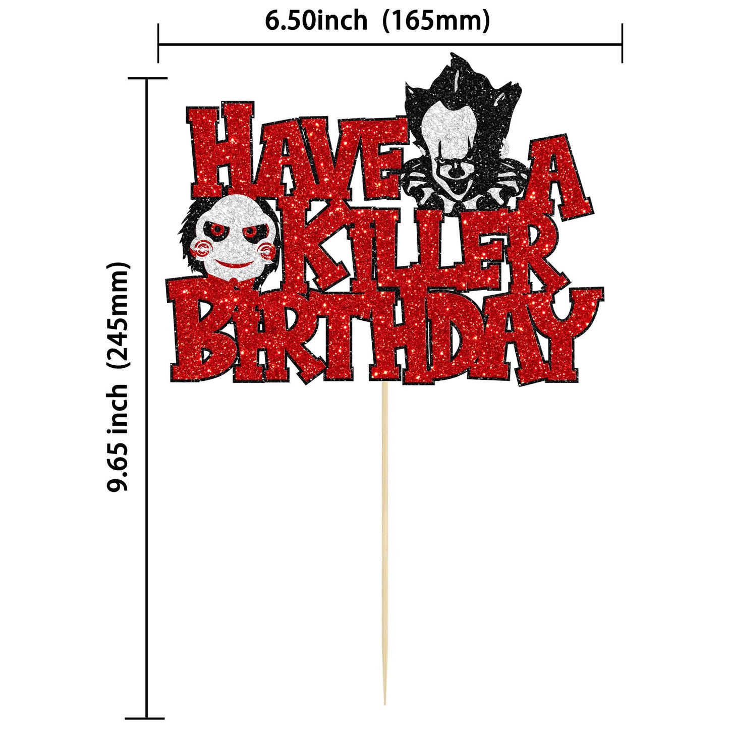Gyufise 1Pcs Have A Killer Birthday Cake Topper Glitter Horror Classic Birthday Halloween Cake Pick For Bloody Horror Halloween