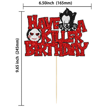 Gyufise 1Pcs Have A Killer Birthday Cake Topper Glitter Horror Classic Birthday Halloween Cake Pick For Bloody Horror Halloween