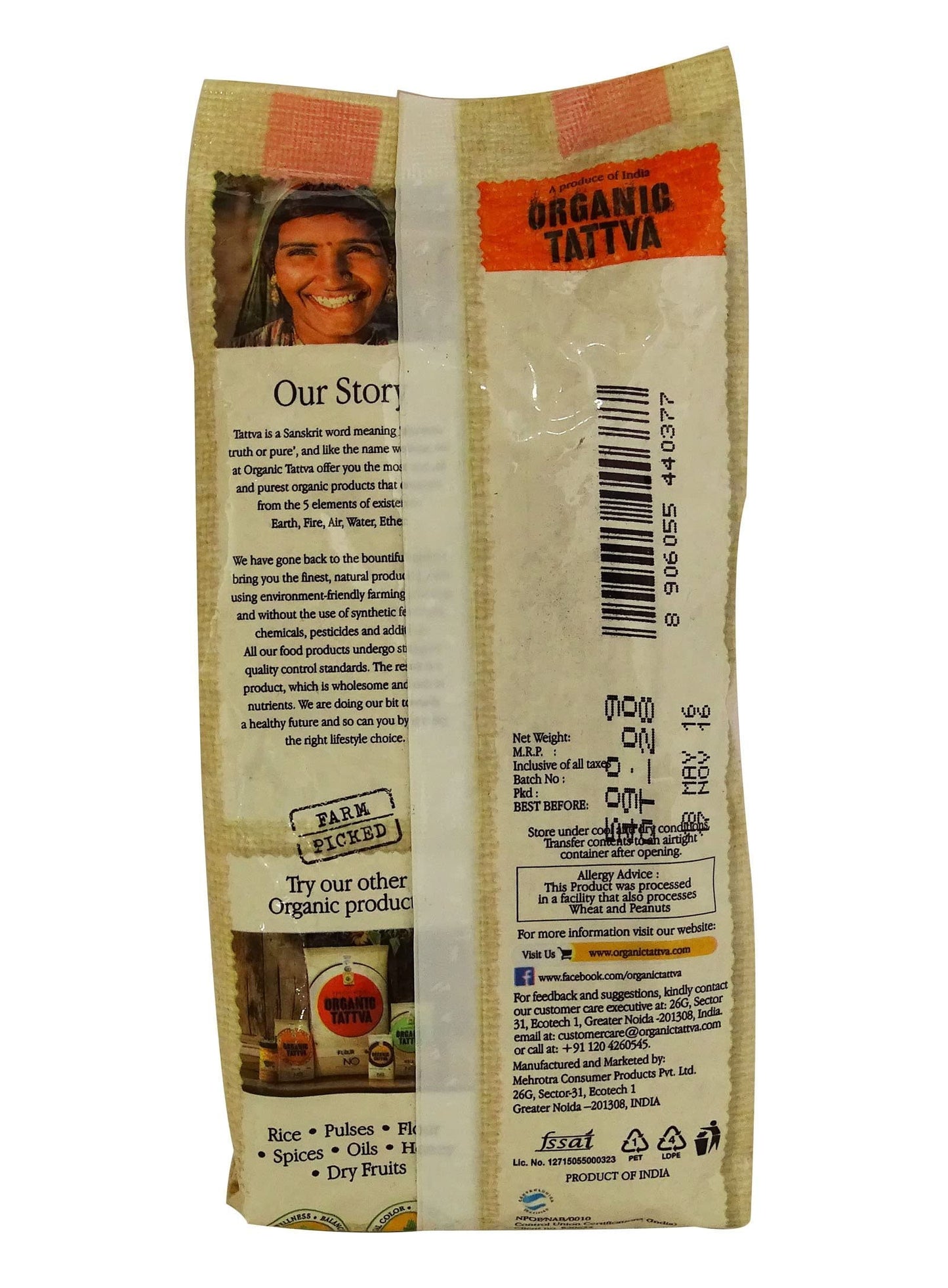 Organic Tattva, Organic Ragi Flour/Glutem Free Atta, 500 Gram