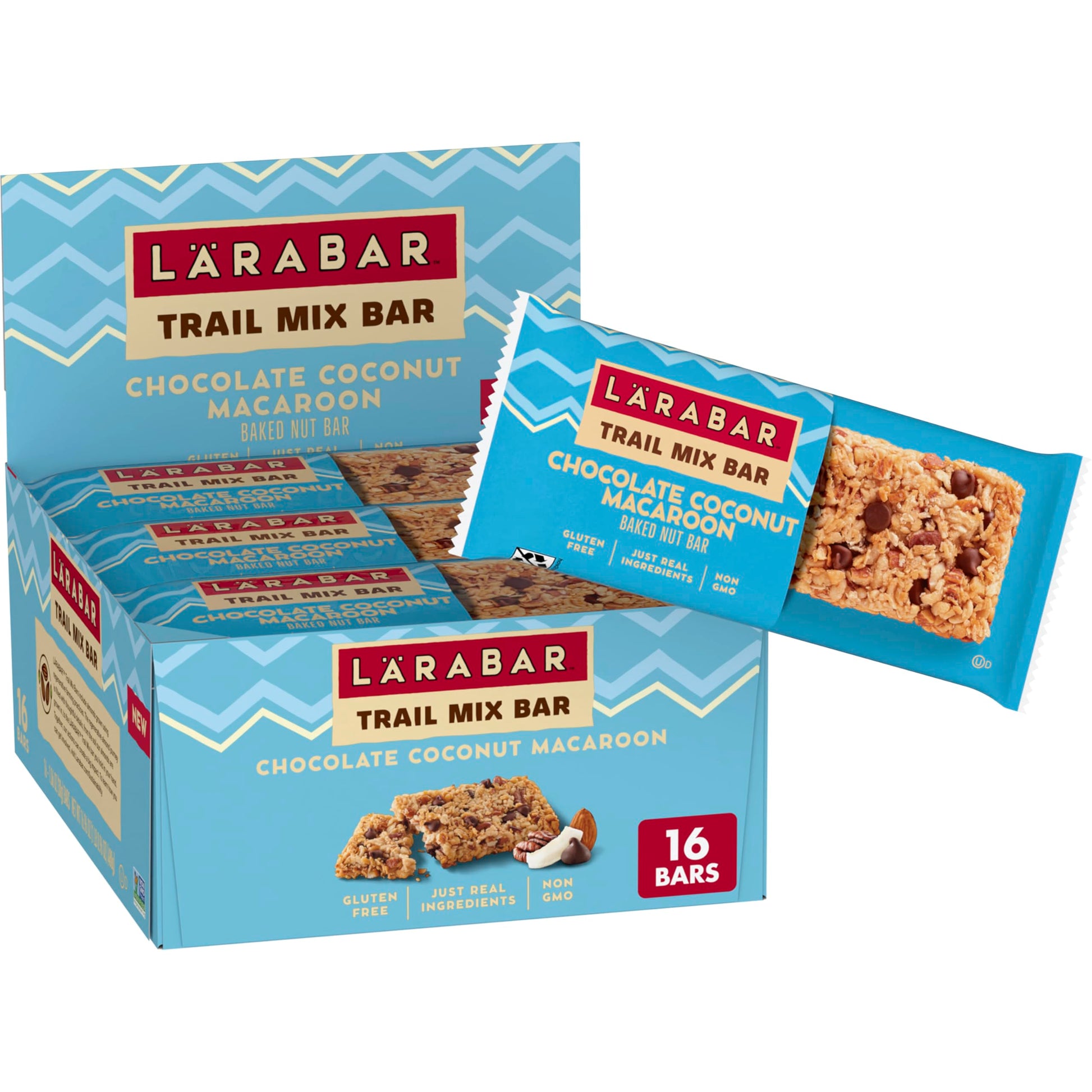 LÄRABAR Trail Mix Bars, Chocolate Coconut Macaroon, Gluten Free, 16 Count, 16.96 oz, Brown