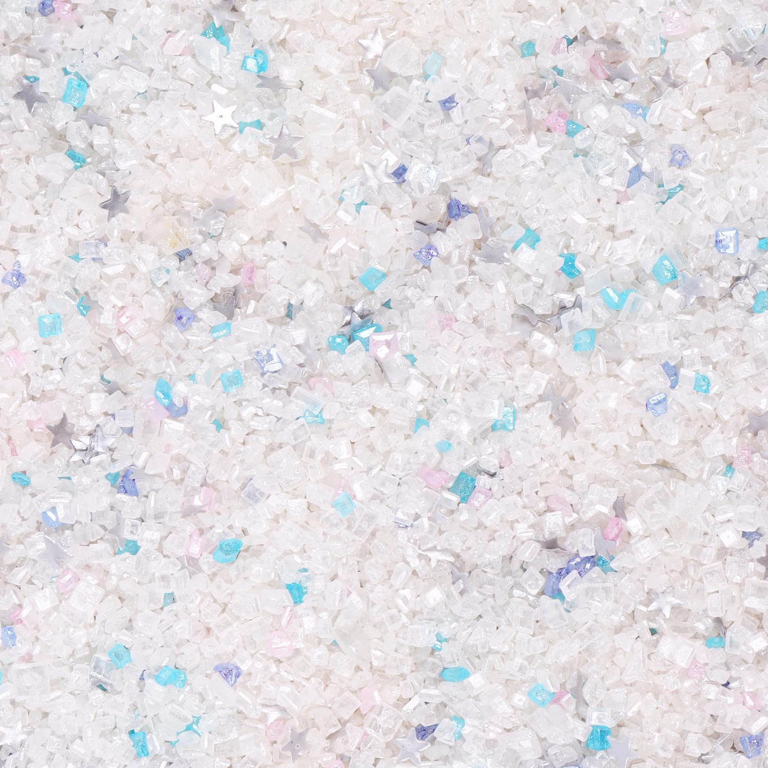 White Sanding Sugar Edible Silver Glitter Stars Mix, Edible Sugar Sprinkles for Cake Decorating, Sparkling Edible Sanding Sugar 