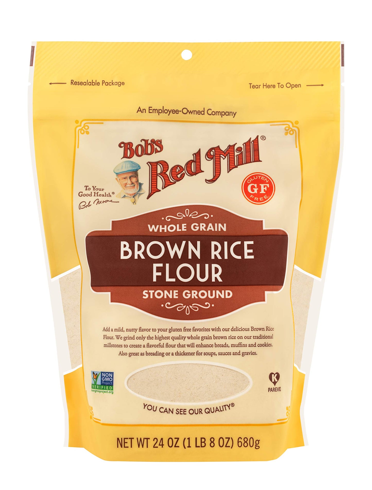 Bob'S Red Mill Brown Rice Flour, 24Oz (Pack Of 4) - Non Gmo, Whole Grain, Vegan, Kosher