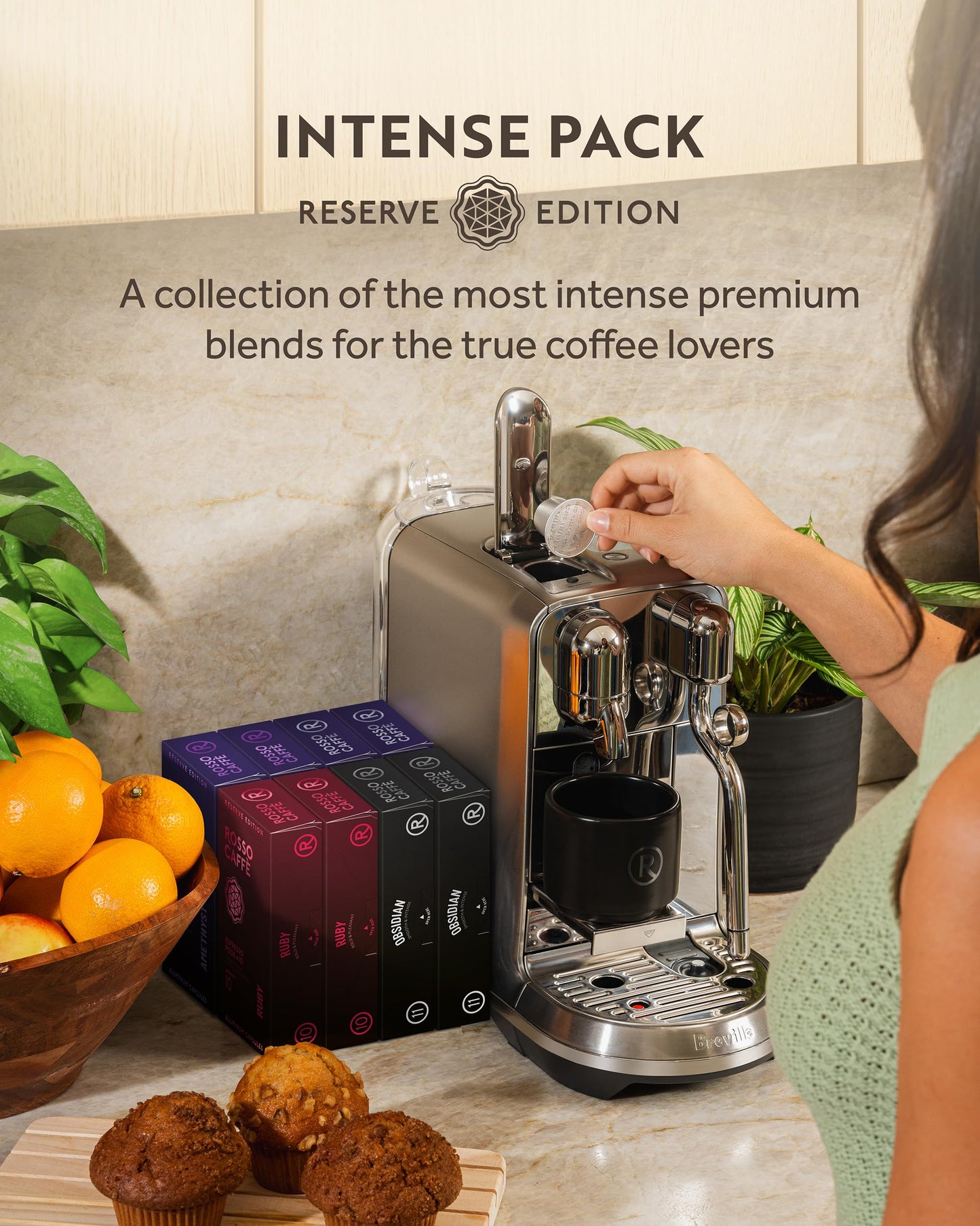 ROSSO CAFFÈ Espresso Coffee Pods for Nespresso - Dark Roast Intense, 80 compact pieces, 4 Strong Flavors, Made in Italy