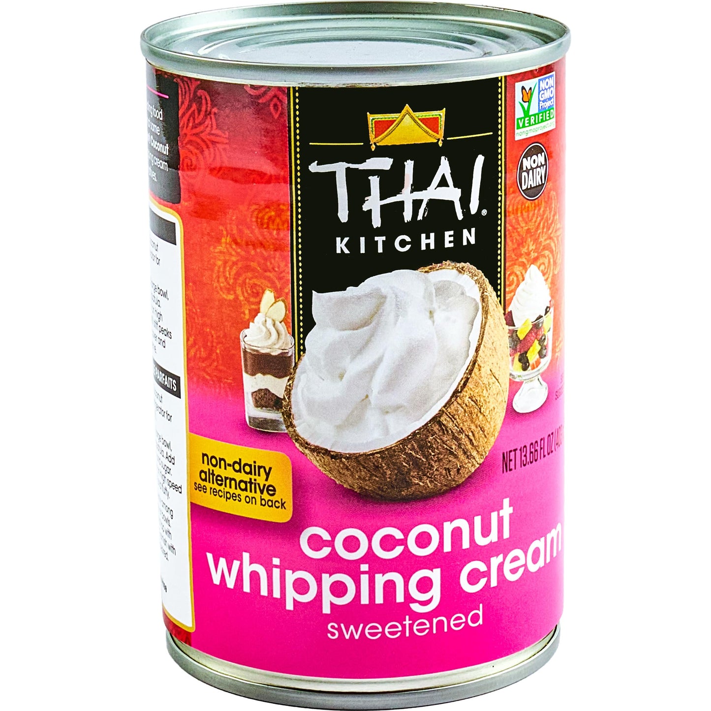 Thai Kitchen Coconut Whipping Cream, Sweetened, No Artificial Colors or Preservatives, Non-Dairy Alternative to Whipped Cream, F