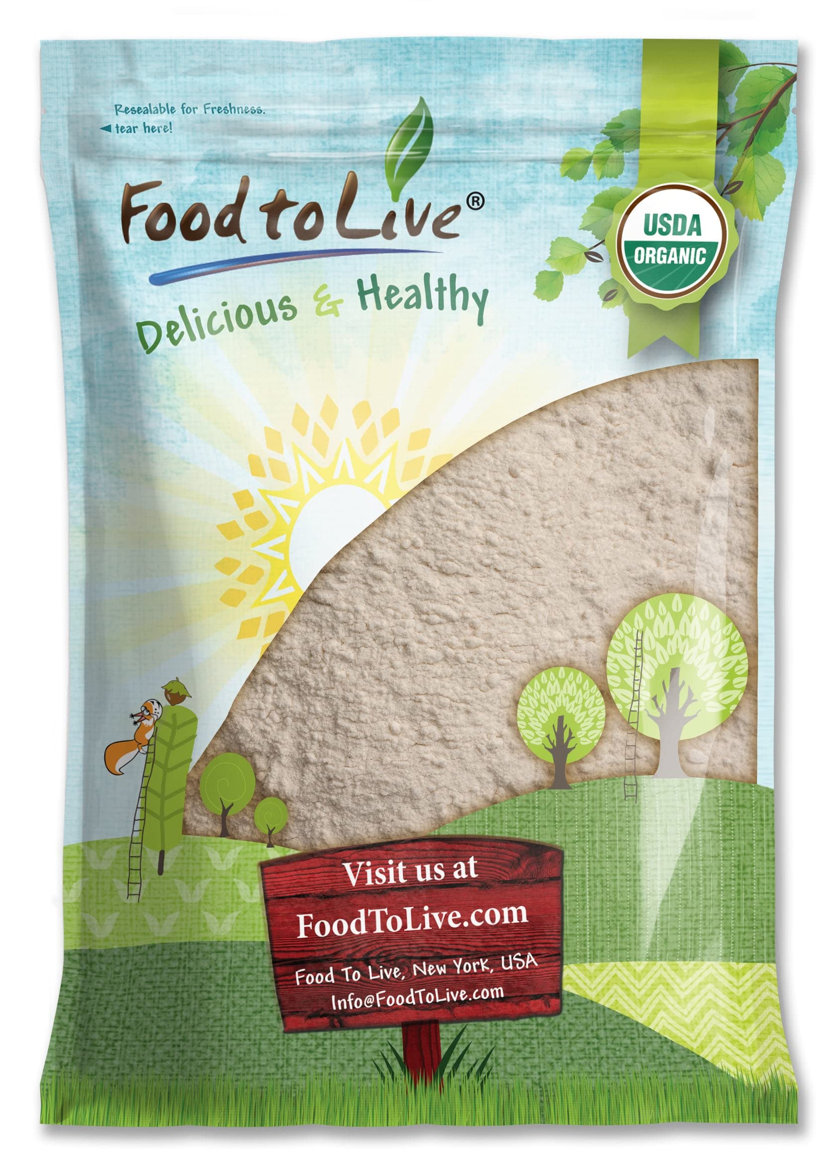 Food to Live Organic Spelt Flour, Whole Grain, Non-GMO, Vegan, 12 Pounds