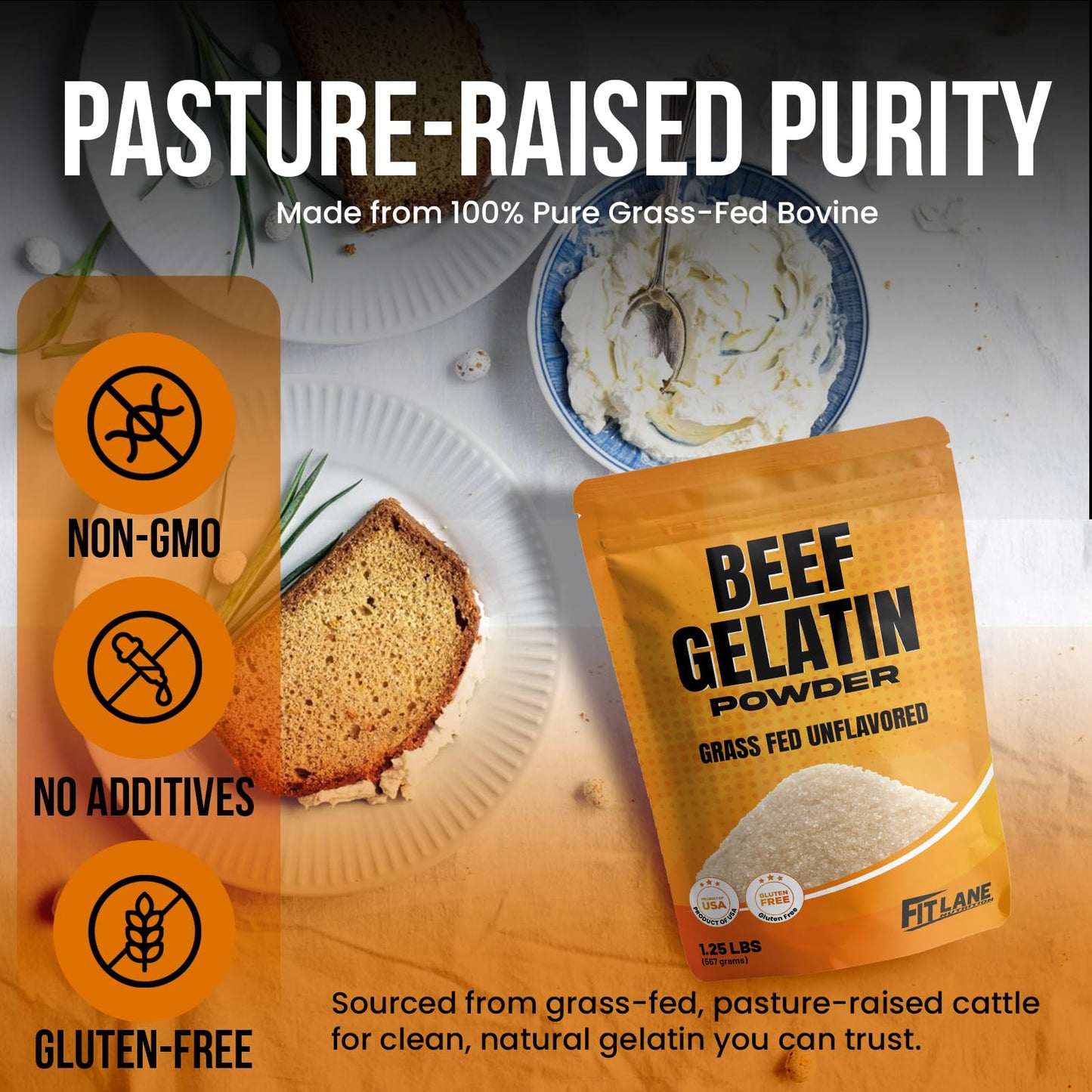 Beef Gelatin Powder 1.25 lbs - Grass-Fed  Unflavored  Non-GMO - enhanced Thickening Agent for Cooking & Baking - Perfect for Gummy Candy  Marshmallows and Sauces.