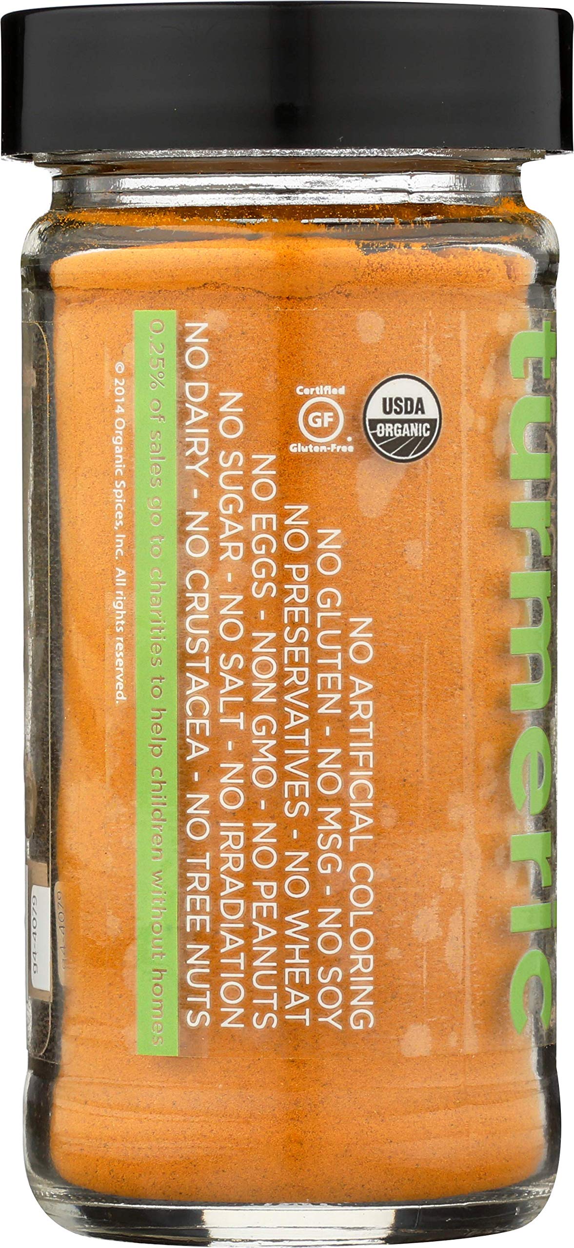 Spicely Organic Turmeric Powder 1.70 Ounce Jar Certified Gluten Free