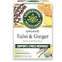 Traditional Medicinals Tea, Organic Tulsi & Ginger, Relieves Stress, Tension, & Irritability, 16 Tea Bags