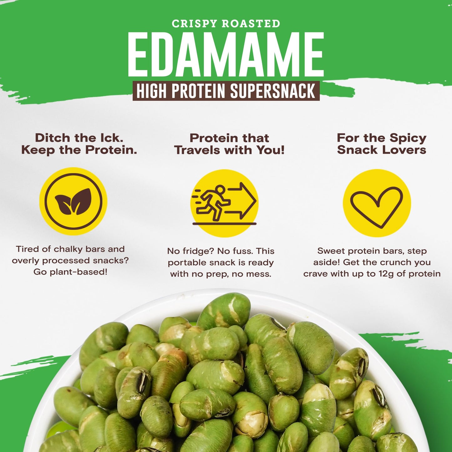 Biena Crispy Roasted Edamame Beans Snack - High Protein Low Carb Snack for Adults & Kids, 12g Protein per Serving - Made w/Avoca