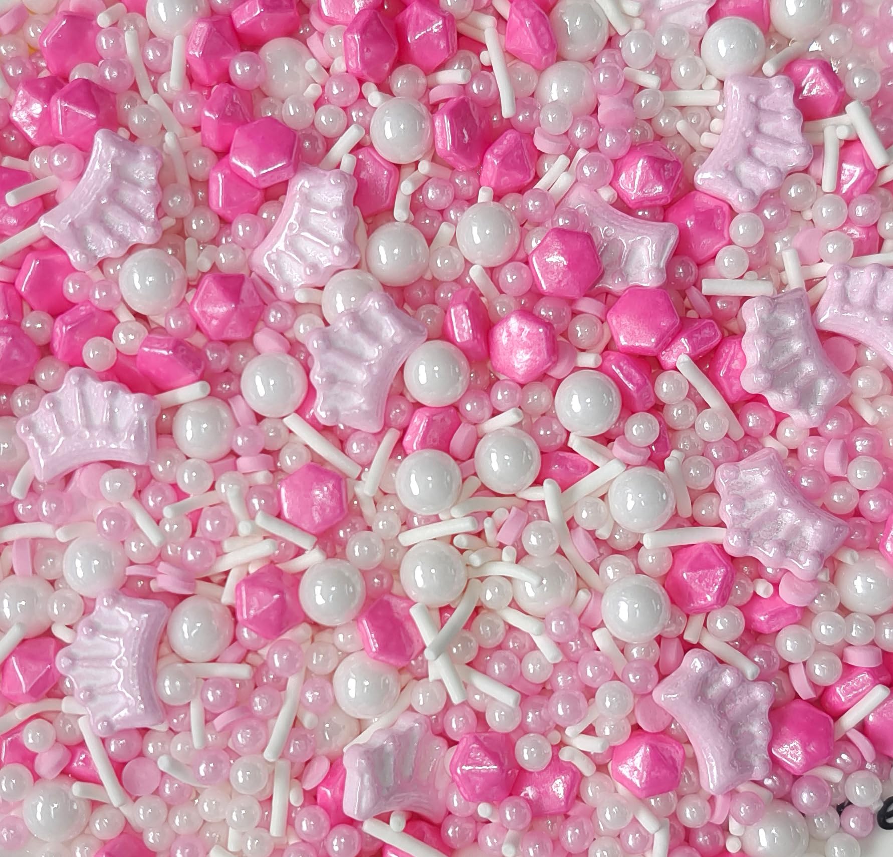 Sentovac Edible Pink Crown Mix Sprinkles for Decorating | Edible Cake Cupcake Sprinkles 1 Bottle 3.53oz/ 100g | Cookie and Ice C