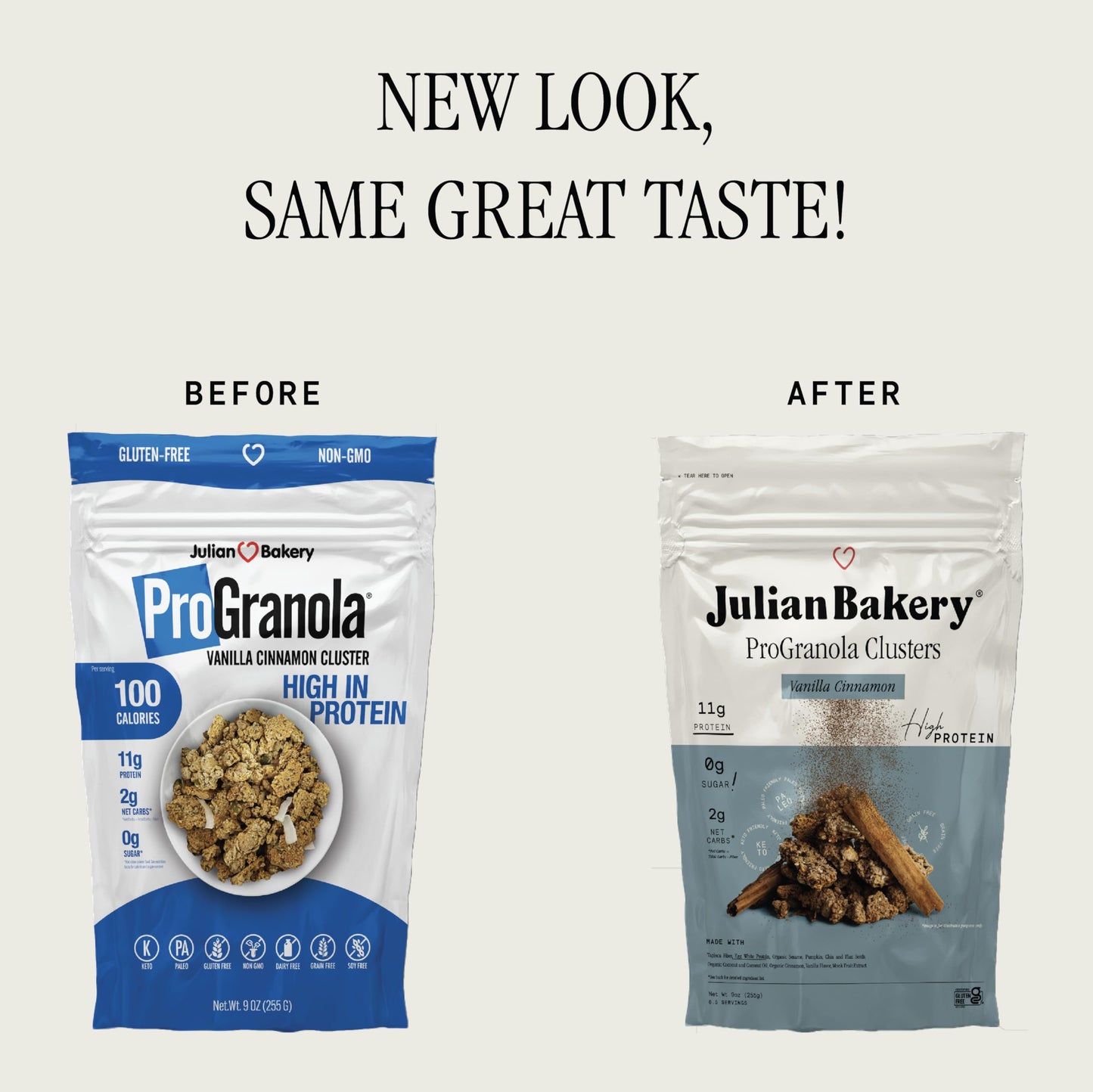Julian Bakery Progranola Cereal | Vanilla Cinnamon Cluster | 11G Protein | 2 Net Carbs | Gluten-Free | Grain-Free | 9Oz (3 Pack)