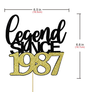 Migeaks legend since 1987 cake topper 37th birthday happy birthday cake topper men and women cheer 37 years old handmade black g