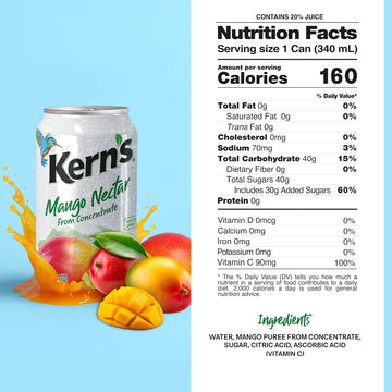 Kerns Mango Juice Nectar - Tropical Fruit Juice Concentrate - 11.5 Fl Oz (Pack of 24)