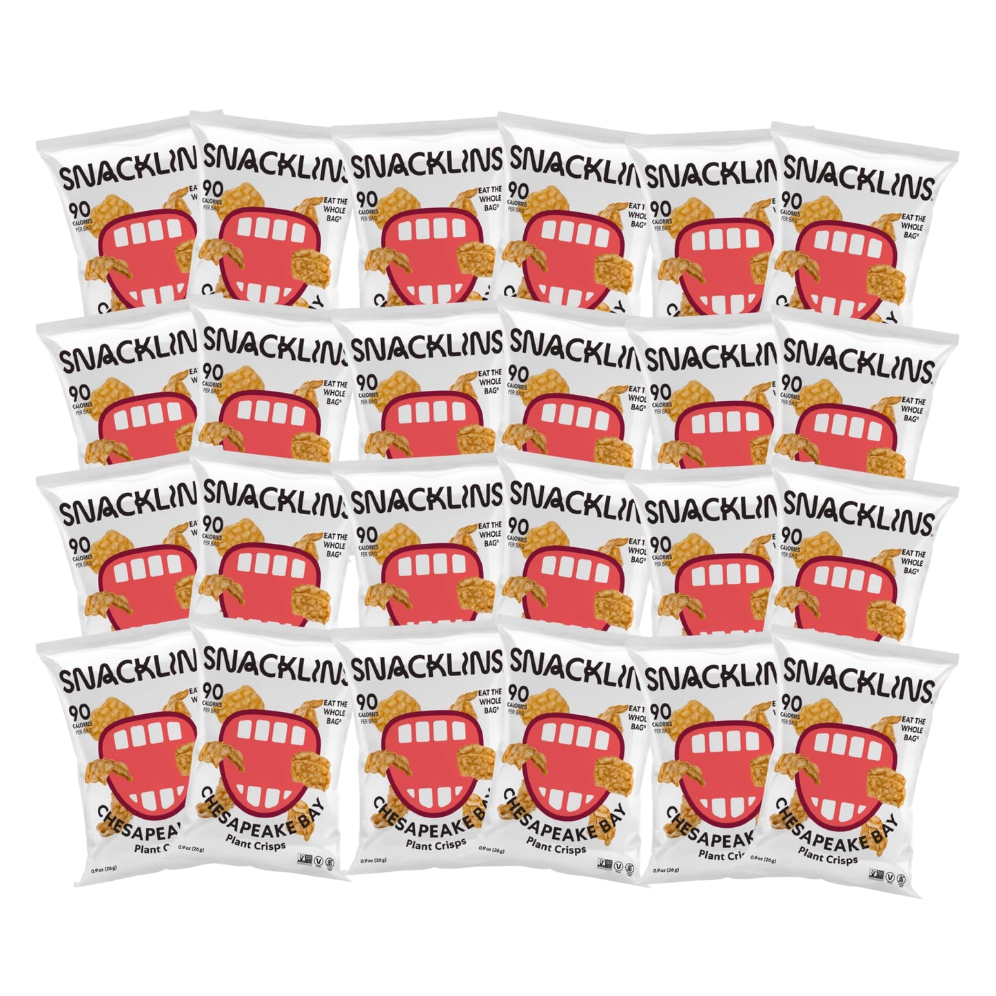 SNACKLINS Plant Based Crisps Chesapeake Bay - Gluten Free, Vegan, 100 Calories, 0.9oz Bag, Pack of 24