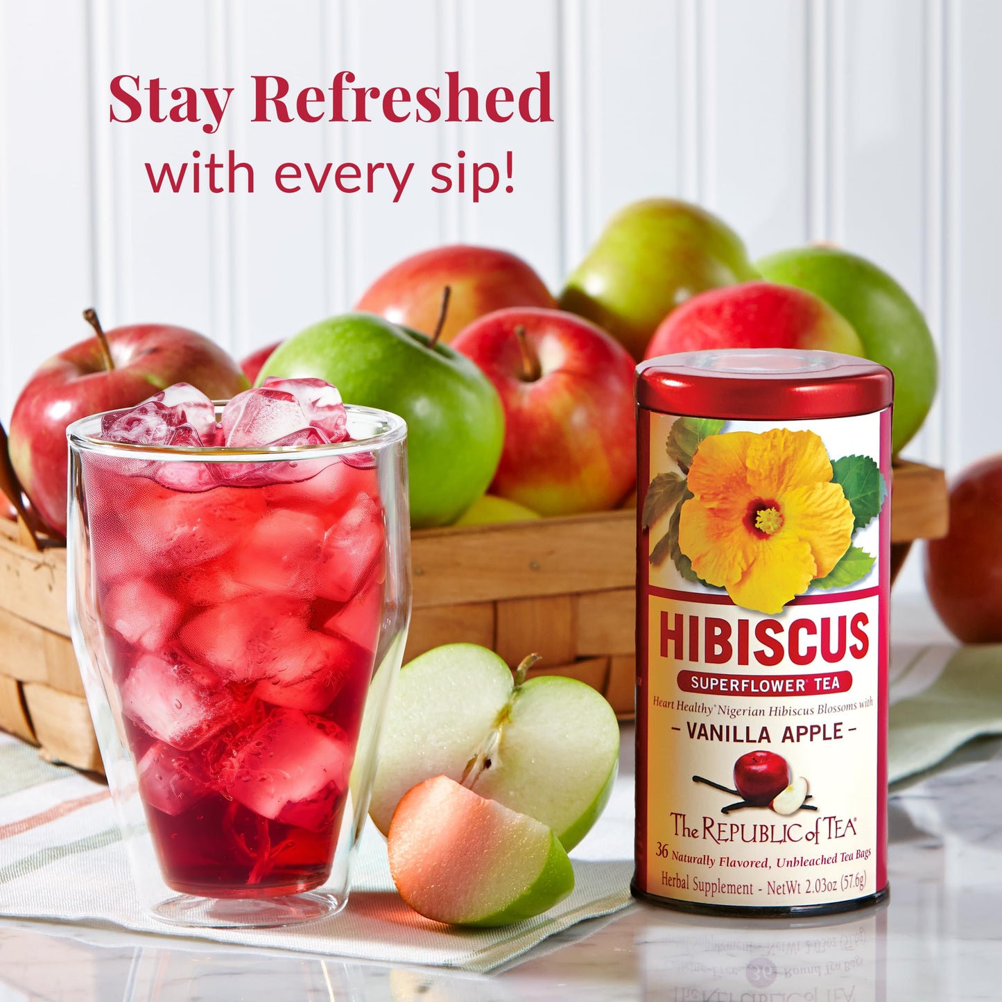 The Republic Of Tea, Vanilla Apple Hibiscus, 36-Count