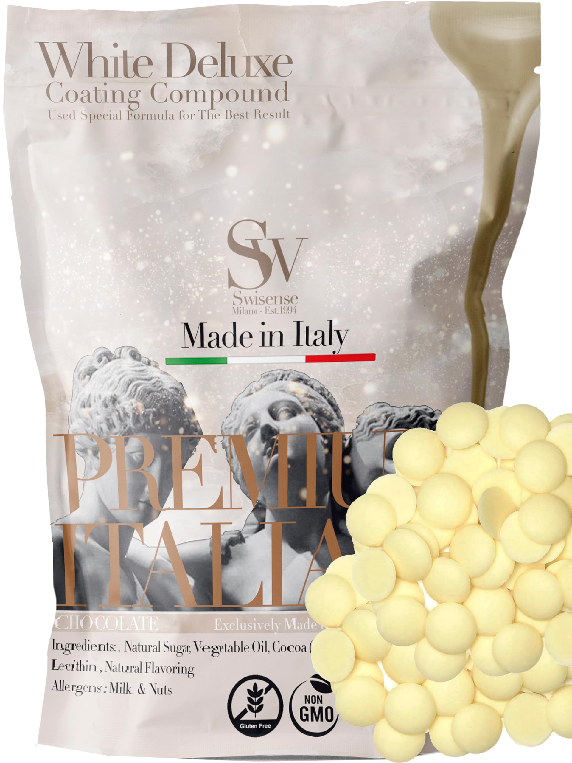Top-Grade Italian White Melting Chocolate Candy Melts | White Chocolate Melts 2 Lbs| Gmo And Gluten Free | Melting Chocolate Wafers Chips Resealable Packaflavor Blendg Perfect For Baking Dipping Chocolate
