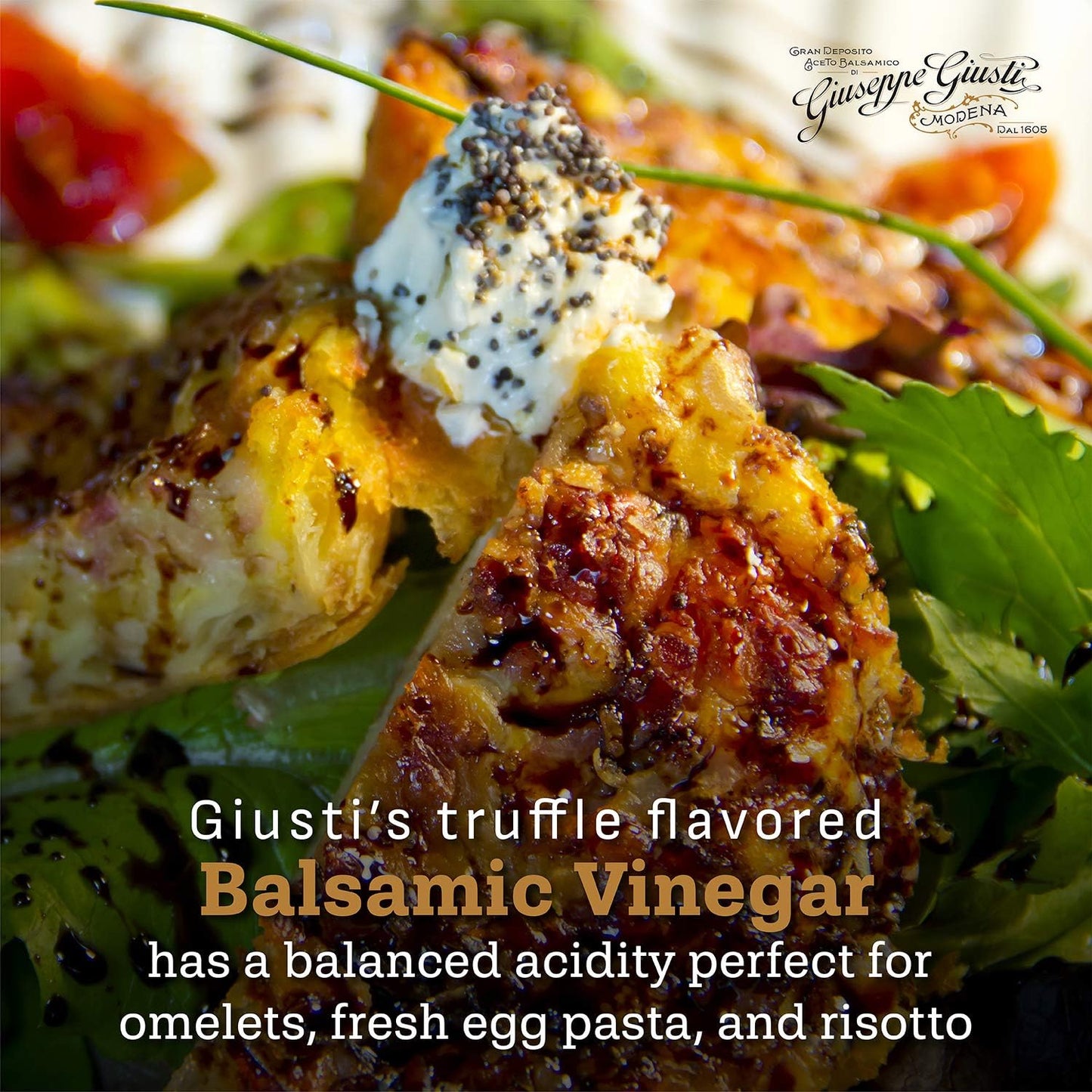 Giusti Balsamic Vinegar Trio Gift Set - 3 x 3.38 fl oz, Premium Italian Aceto Balsamico with Truffle, Raspberry & Fig, Black