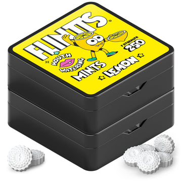 Flintts Mints Lemon Stash (2x Refill Lemon) - Sugar Free & Vegan, Mouth Watering & Sparkling Breath Freshener Mints for Oral Hea