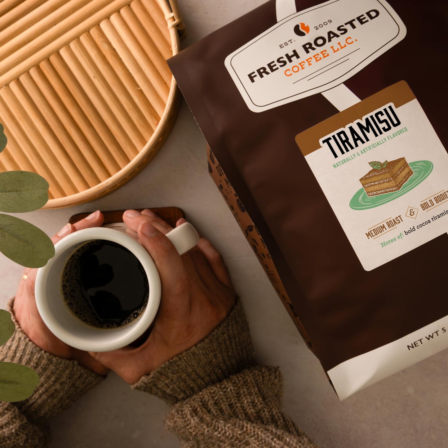 Fresh Roasted Coffee Tiramisu Flavored Ground Coffee, Medium Roast, 80 Ounce