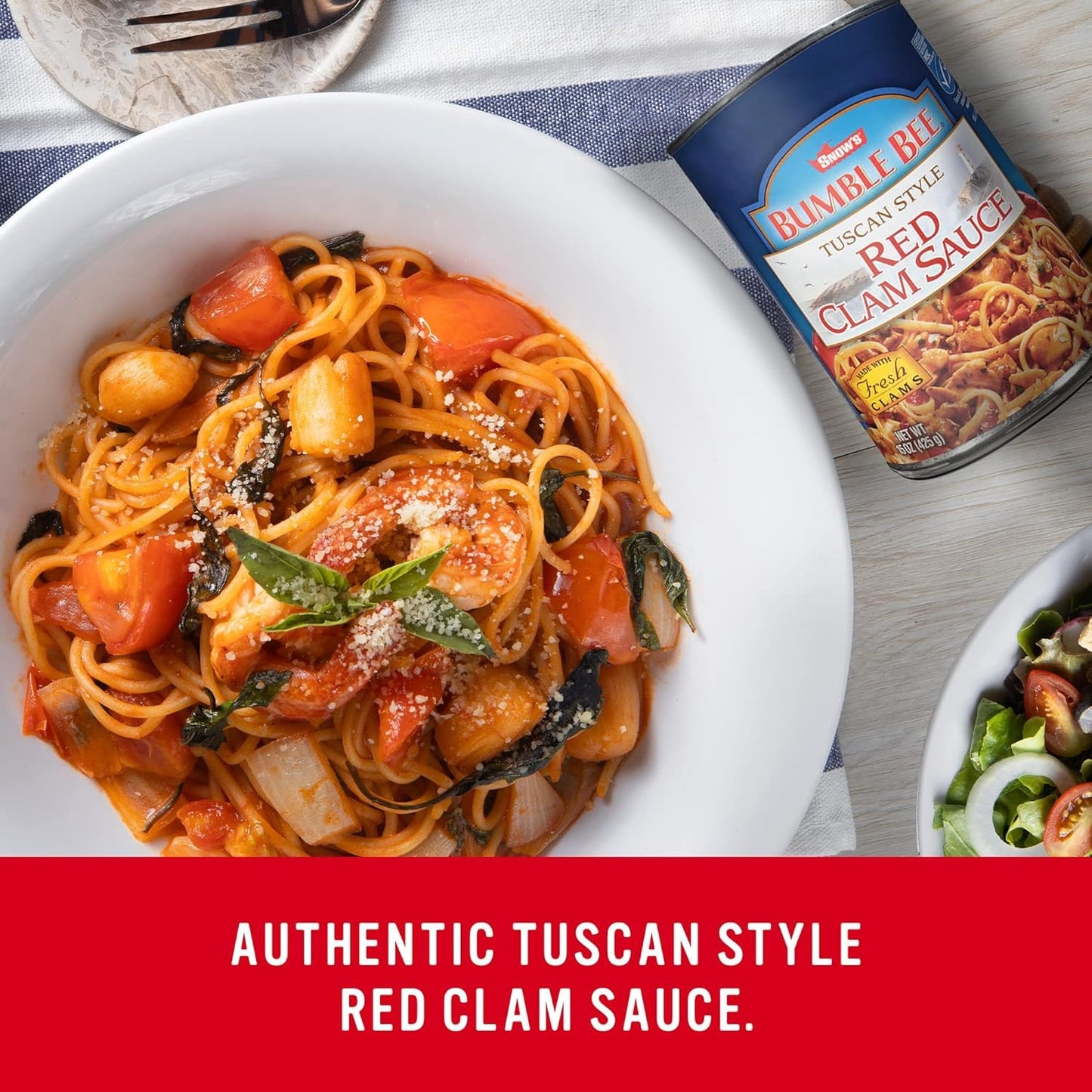 Snows Tuscan Style Red Clam Sauce, 15 oz - Authentic Italian Clam Sauce - Made with Fresh Clams, Garlic & Spices - Serve with Y