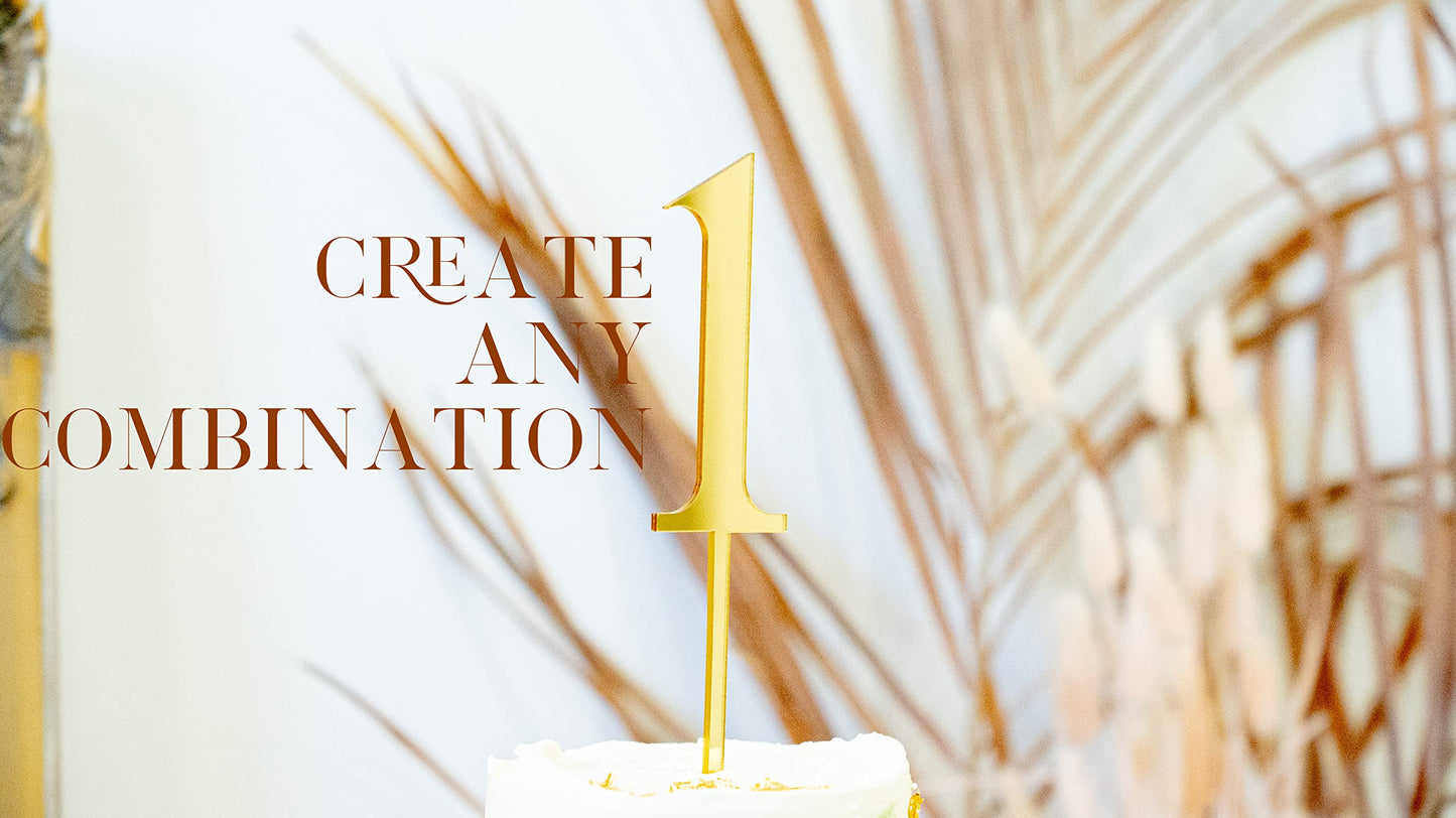 LS Designs Gold Acrylic Cake Topper - Customizable Birthday Number 1