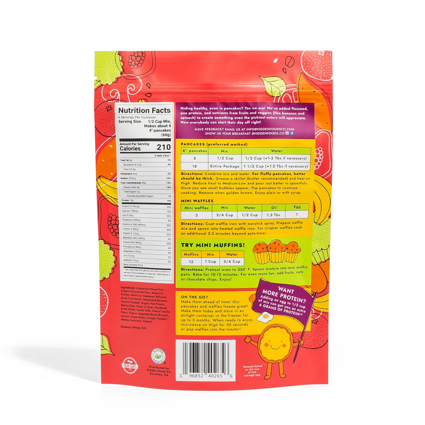 Hidden Foods Homestyle Pancake Mix and Waffle Mix | Thick & Fluffy Pancake with Oats, Flaxseed & Hidden Fruits & Veggies | Rich