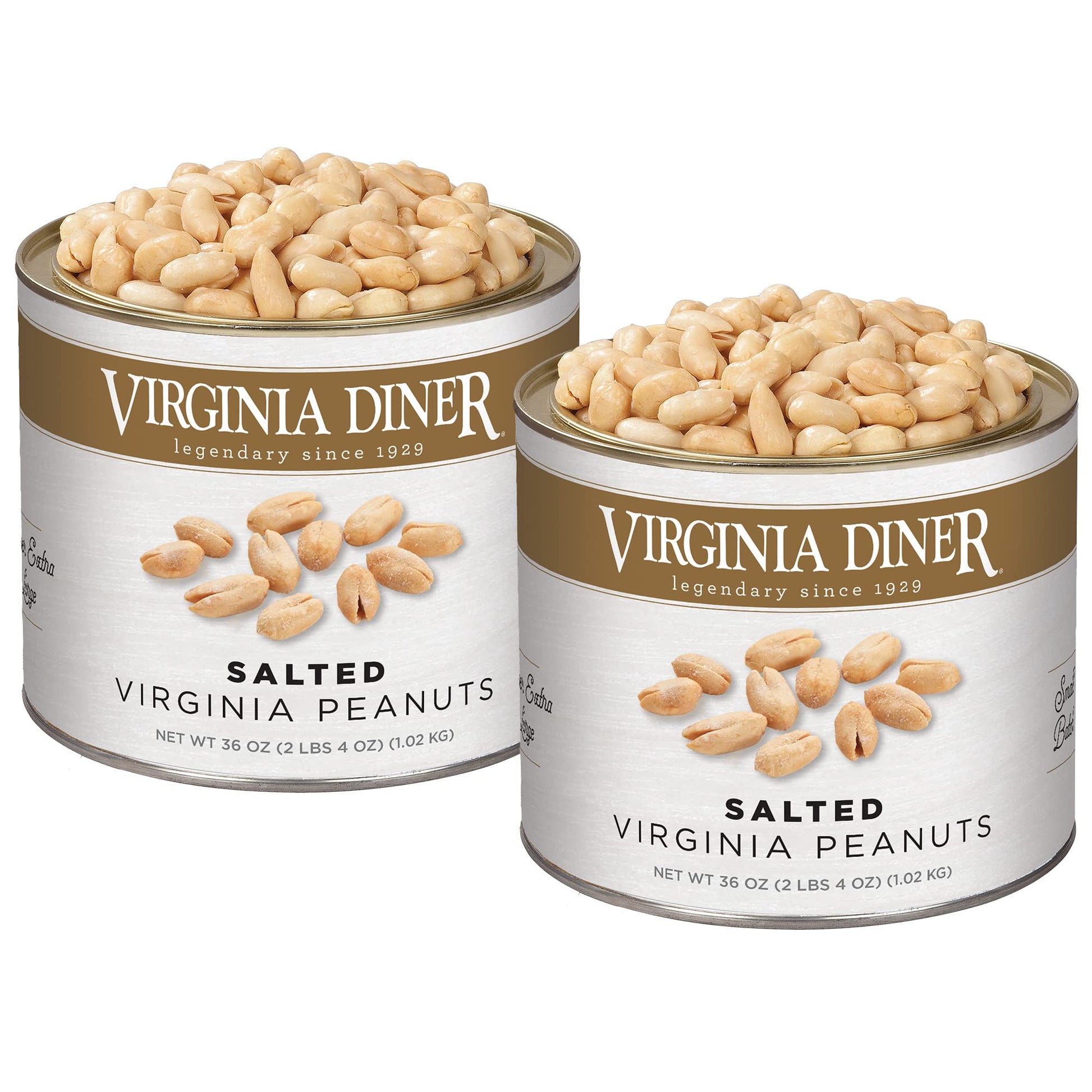 Virginia Diner Natural Extra Large Virginia Peanuts Blister Roasted Gourmet Snack or Gift 36oz (2 Pack) Salted