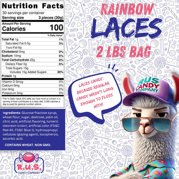Rainbow Lace Candy - String Licorice Laces - 2 Lbs Bilk Size Candy - Assorted Fruit-Flavored Chewy Licorice- Colorful, Fun Snack