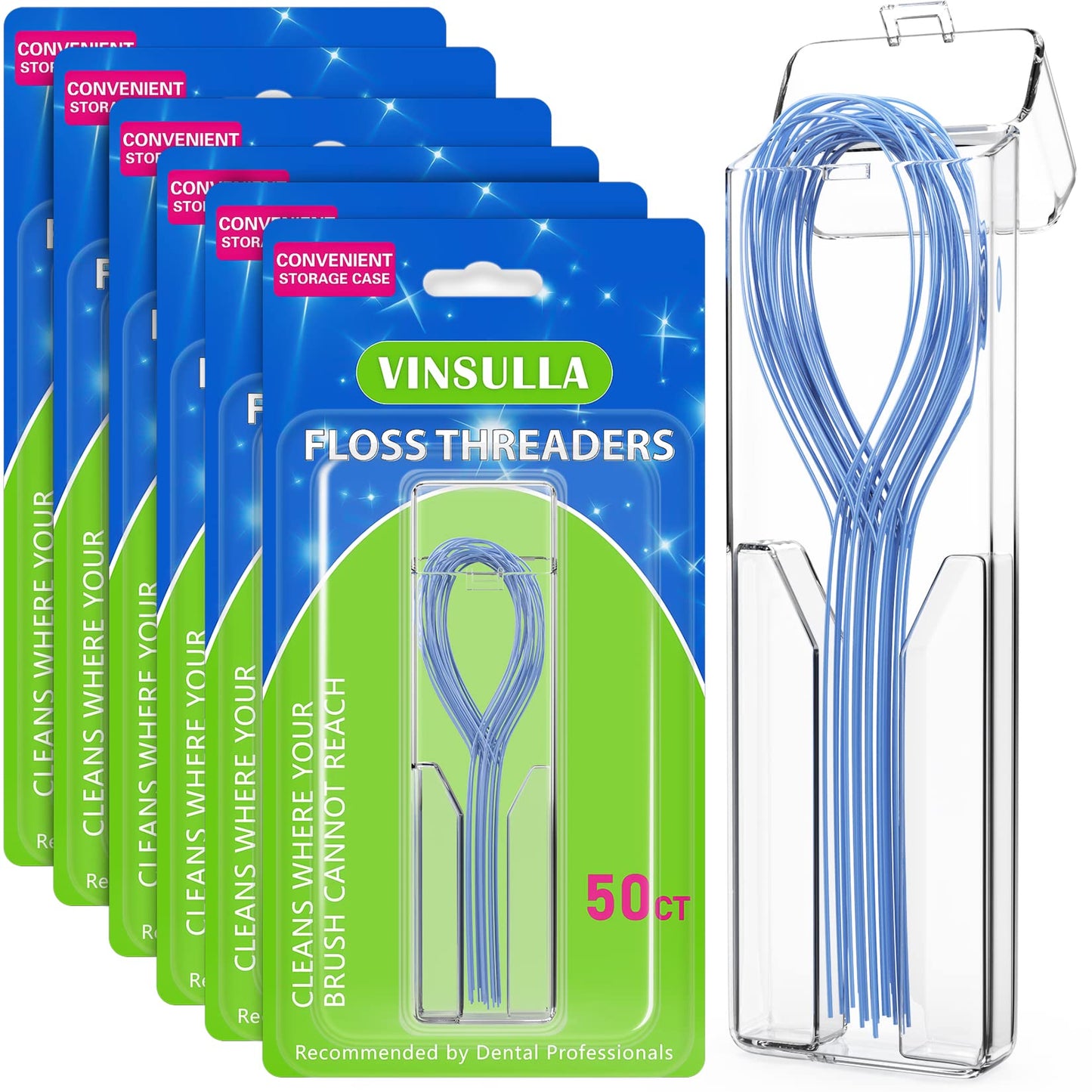 Floss Threaders For Braces, Bridges, And Implants 300 Count (Pack Of 6)