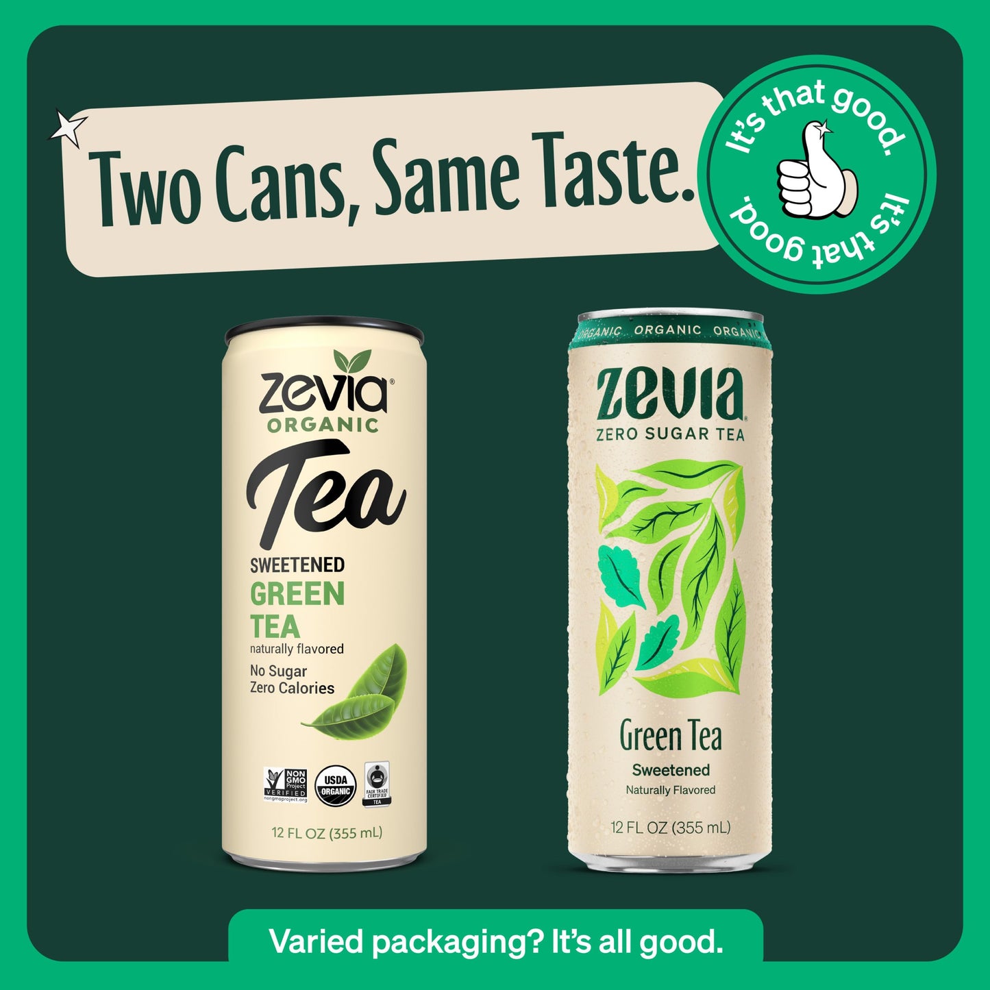 Zevia Zero Sugar Tea, Green Tea, 12 oz Cans (12-Pack) - Naturally Sweetened, Zero Calorie Sugar Free - Non-GMO Project Verified,