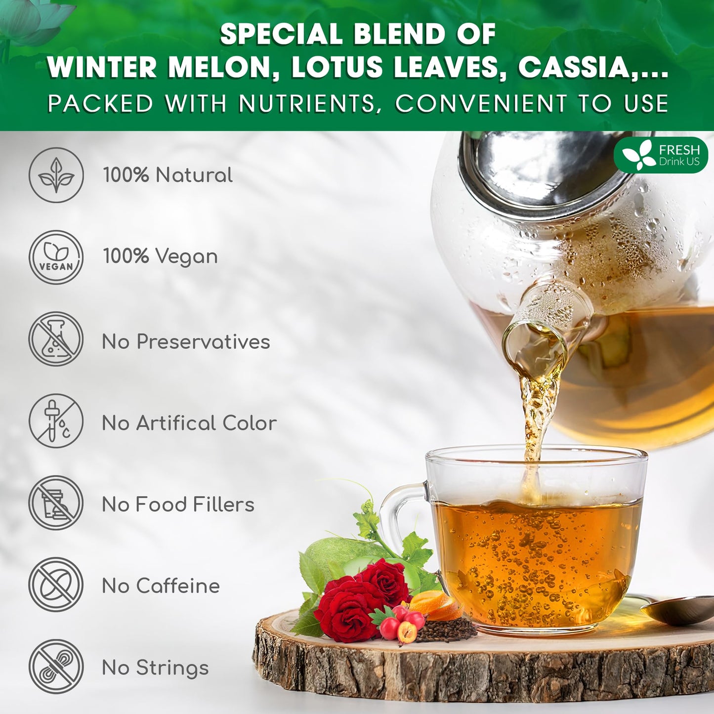 FRESHDRINKUS Oil Reducing Tea - 20 Herbal Tea Bags for Liver Cleansing, 100% Natural, Easy Brewing