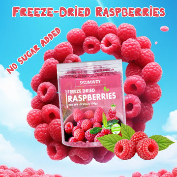 Freeze Dried Raspberry Pieces, 3.53 oz Crunchy Raspberries Crumbles, No Sugar Added Gluten-Free Raspberries Baking Chips, Dried