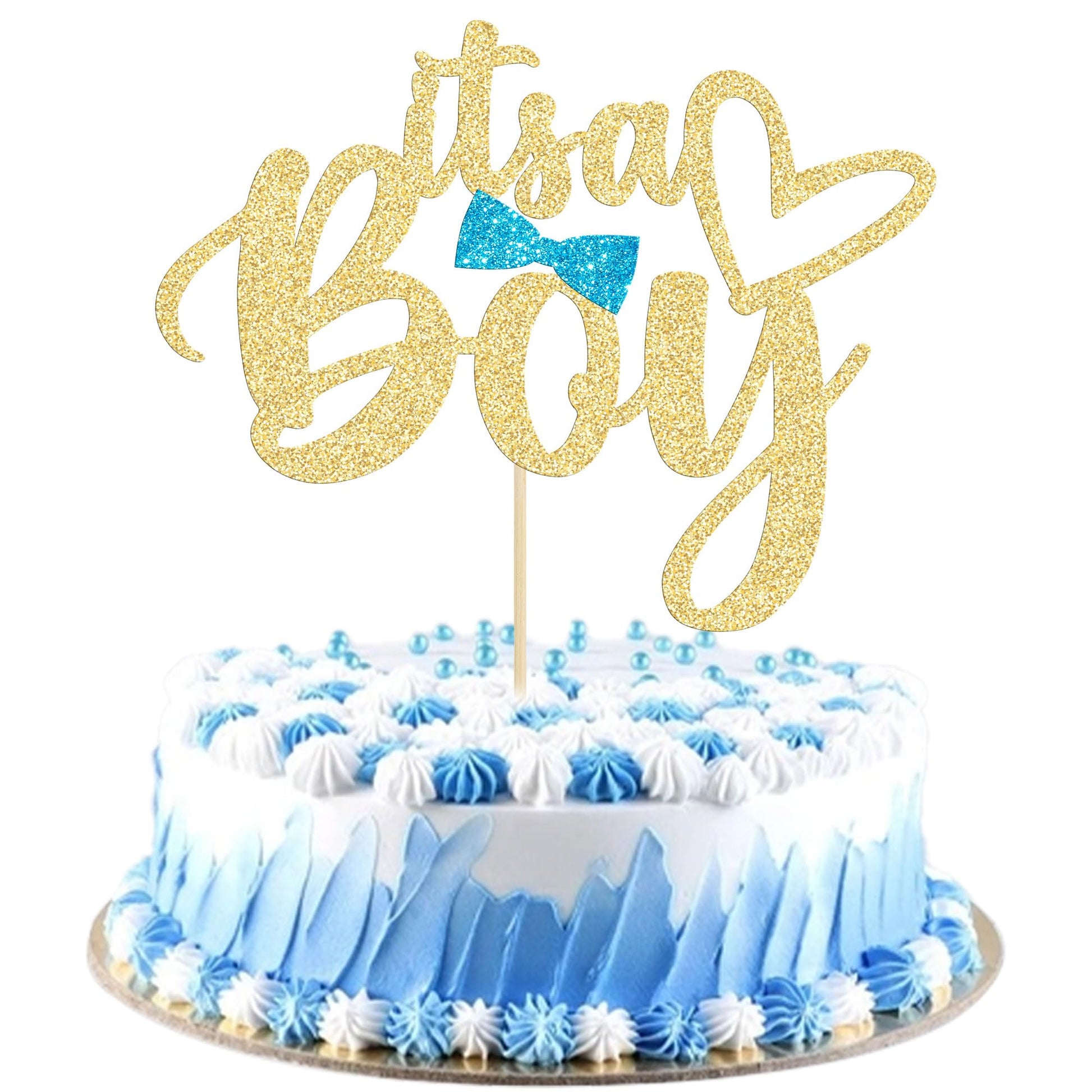 Gyufise 1 Pack Gold Glitter It'S A Boy Cake Topper Gender Reveal Cake Decoration Pick For Baby Shower Gender Reveal Baby Boy 1St