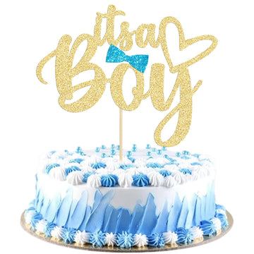 Gyufise 1 Pack Gold Glitter It'S A Boy Cake Topper Gender Reveal Cake Decoration Pick For Baby Shower Gender Reveal Baby Boy 1St