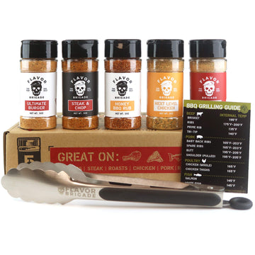 Flavor Brigade Gourmet Grilling Spices Gift Set for Guys, Dad, Men, BBQ Grill Accesories, Smoker, Seasonings, Rub, Steak, Burger