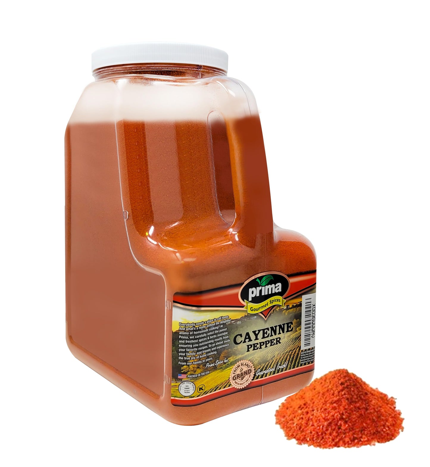 Prima Spice Hot Cayenne Pepper Powder Bulk 5 Lbs- Red Ground Pepper 60,000 Shu Heat Unit- Kosher & Gluten Free All Natrual Red P