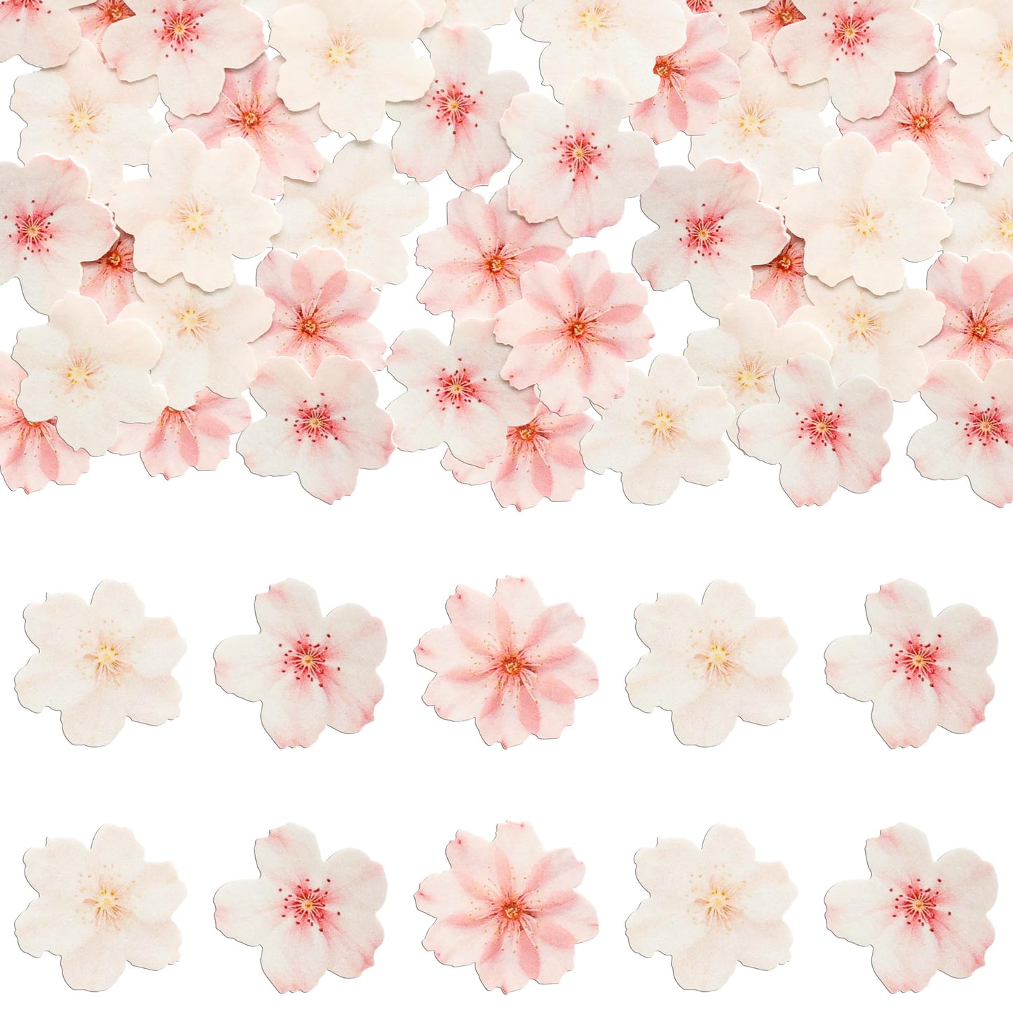 Gyufise 54Pcs Edible Cherry Blossoms Cupcake Toppers Edible Flowers Cake Decorations Wafer Paper Flowers Cupcake Topper For Baby